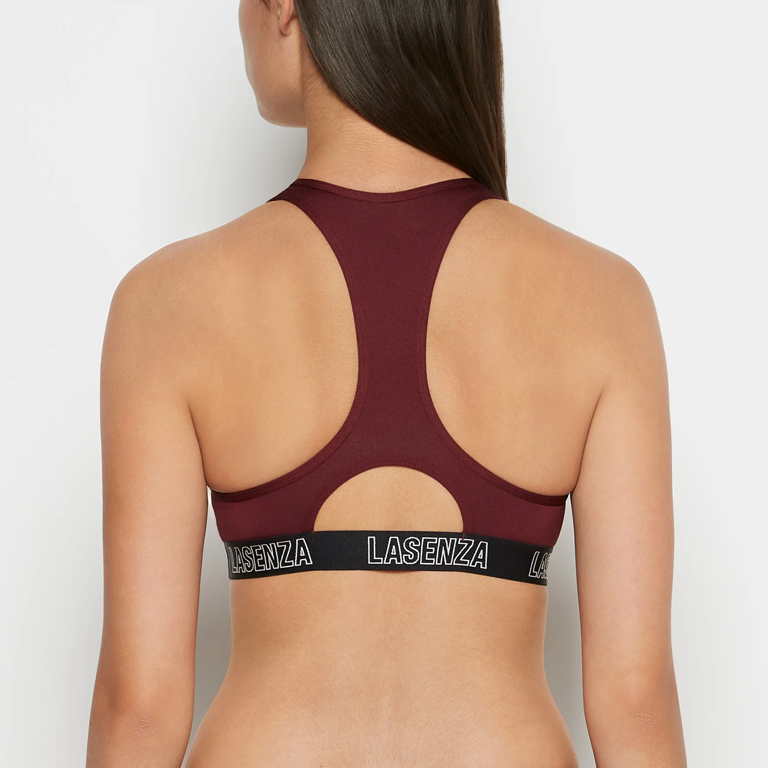 Low Impact Sports Bra with Logo in Russian Ruby - Image 3