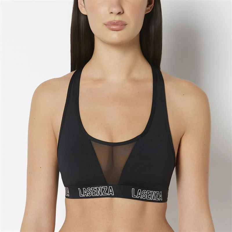 Low Impact  Sports Bra with Logo in Tuxedo Black - Image 4