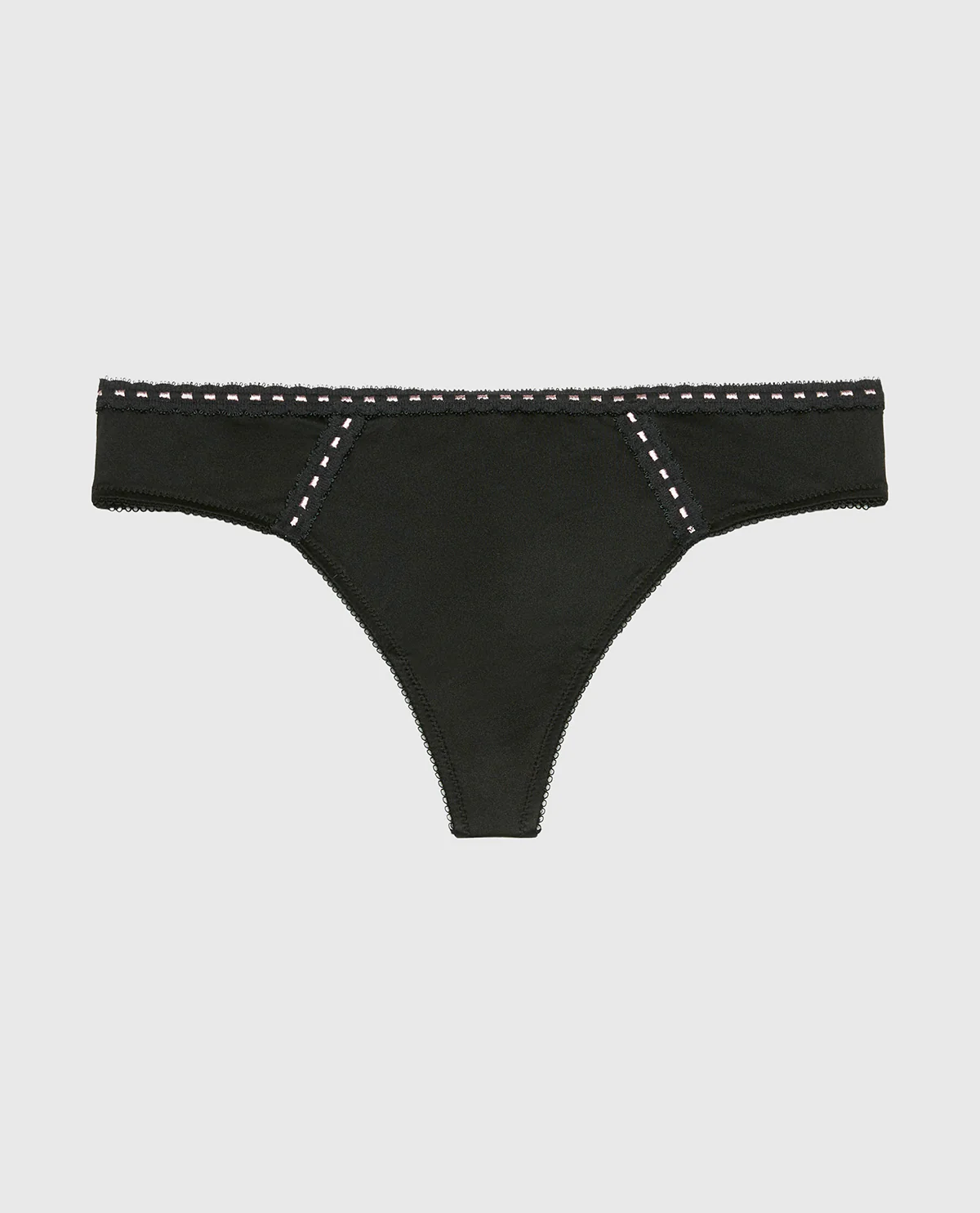 Low Rise thong In Microfiber with Ribbon Detailing in Tuxedo Black - Image 4