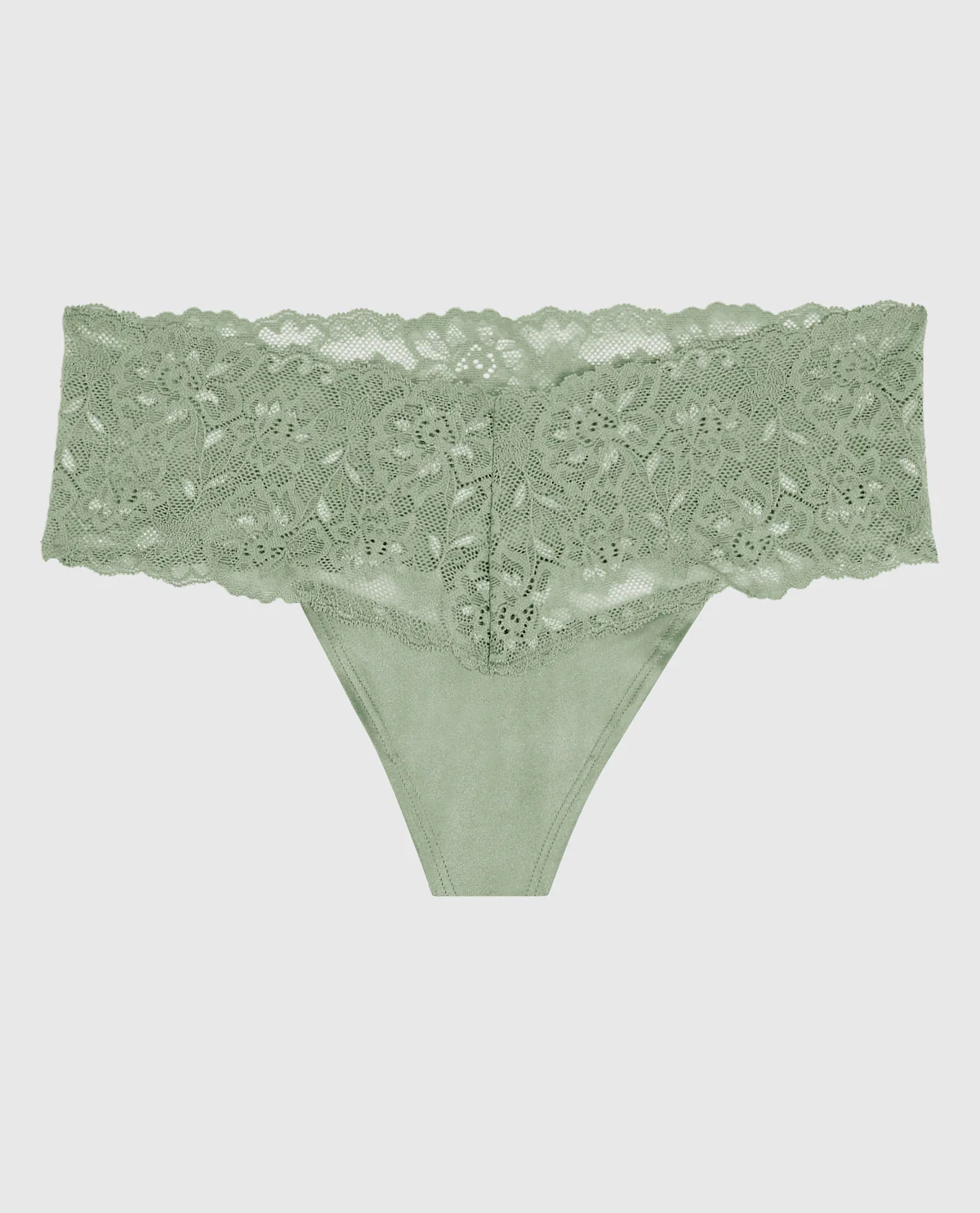 Magnificent Lace Thong Panty in Soft Sage - Image 4