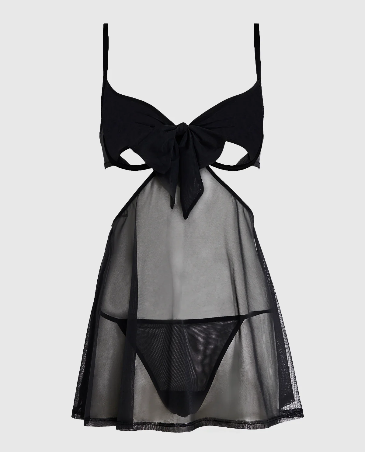 Mesh Untie Me Babydoll in Black - Image 4