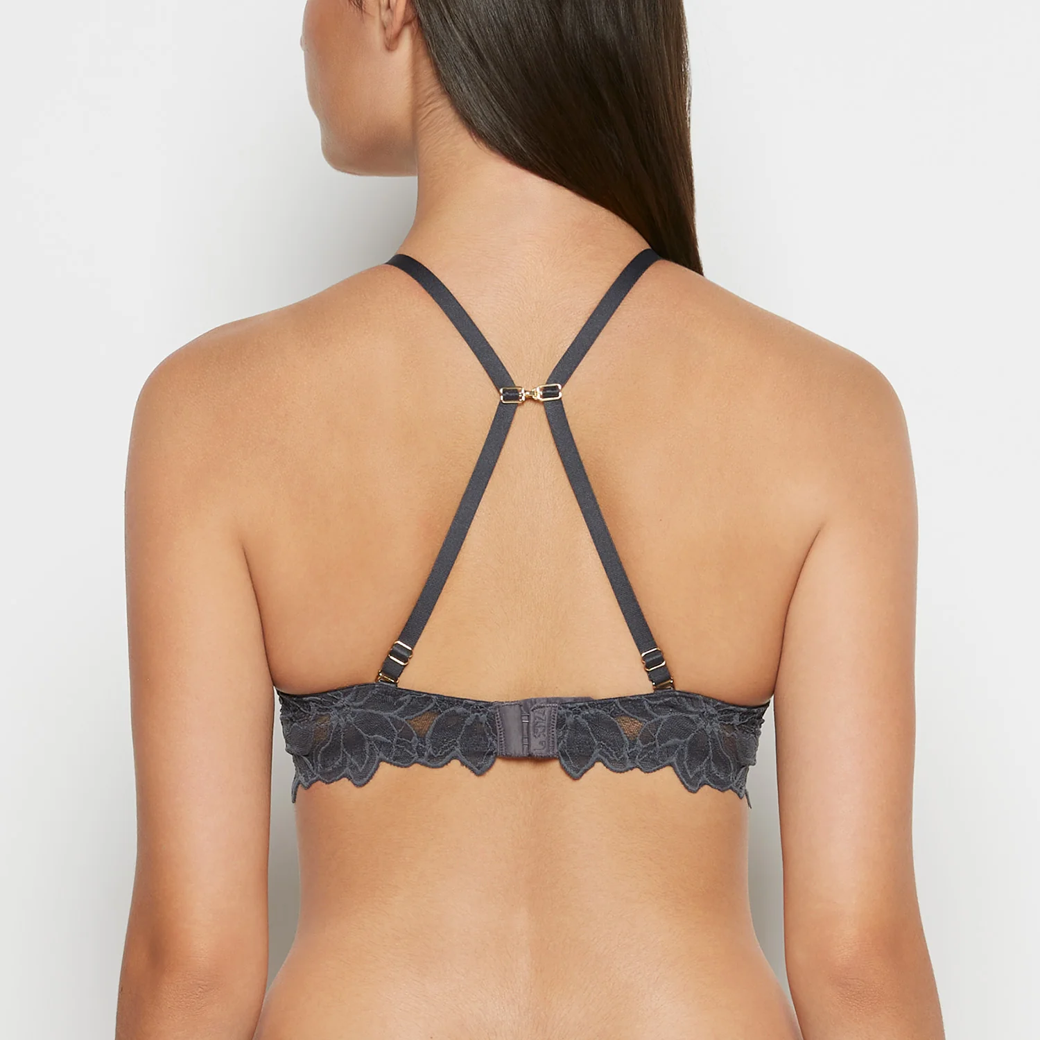 Micro cup push up bra with Reverie Lace Wing in Ebony - Image 4
