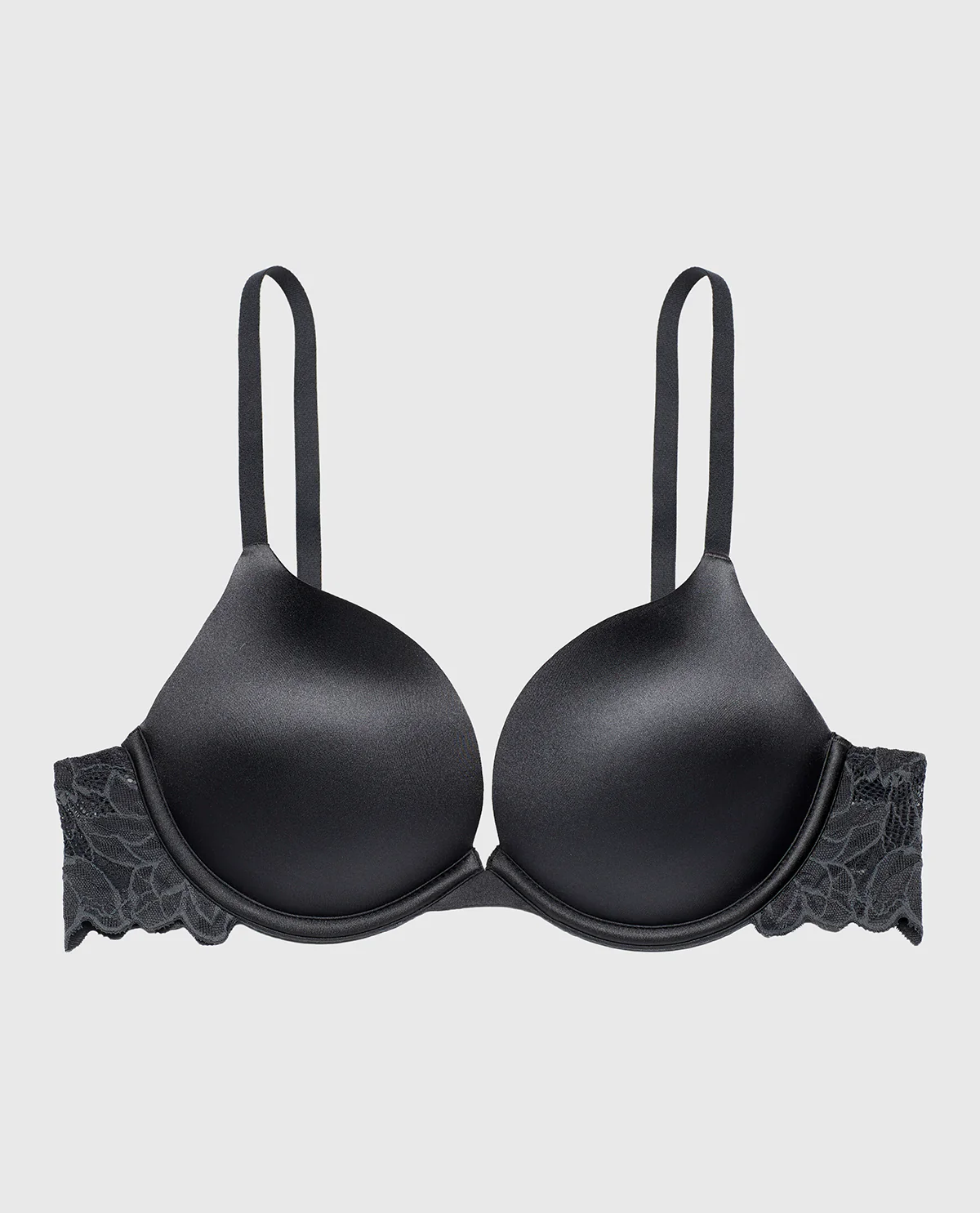Micro cup push up bra with Reverie Lace Wing in Ebony - Image 5