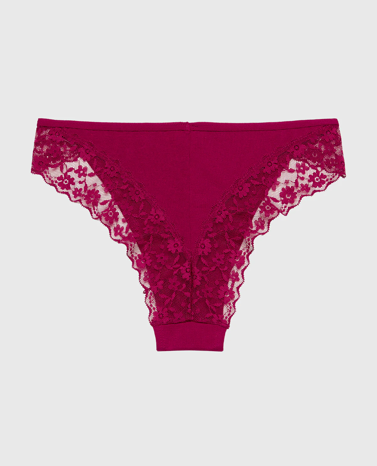 Mini Cheeky Cotton Panty With Lace Trim in Plum Rose - Image 5