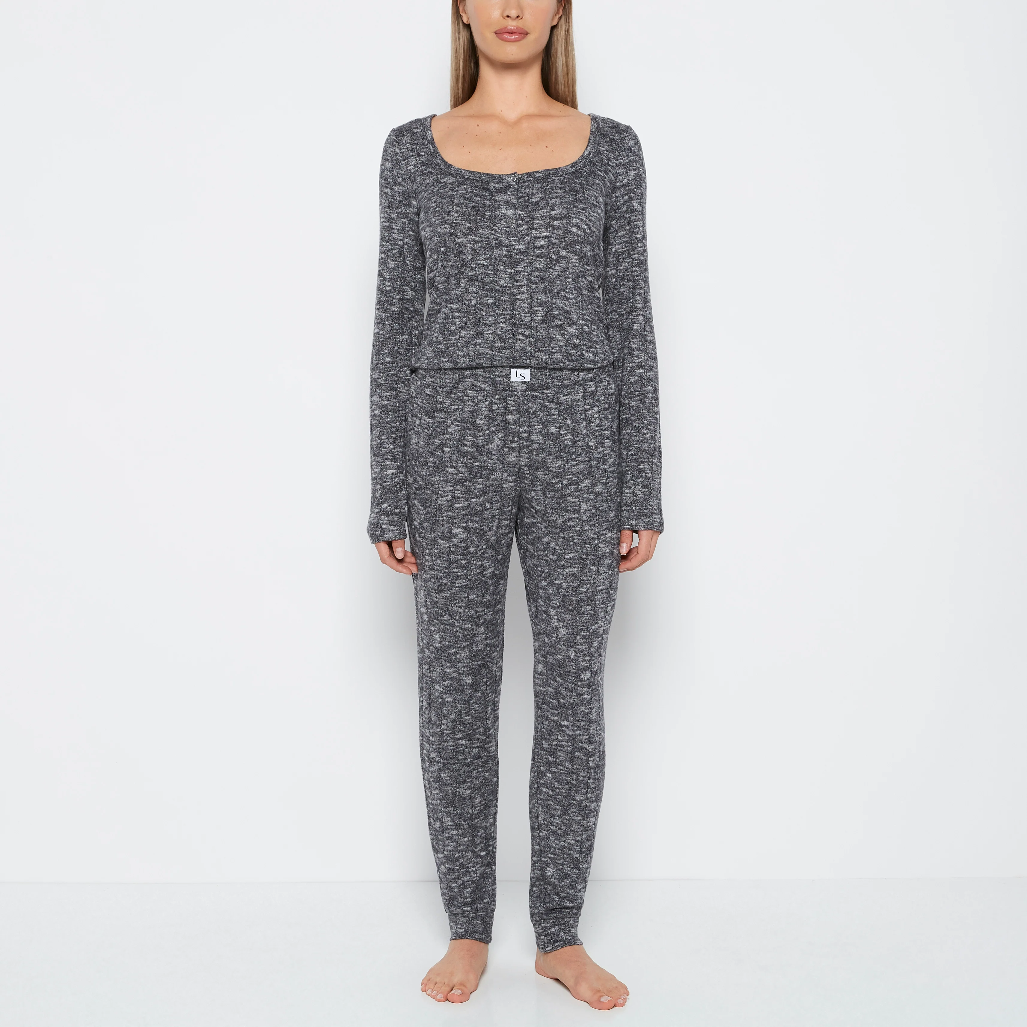 PJ Set with LS Logo Patch in Tuxedo Black