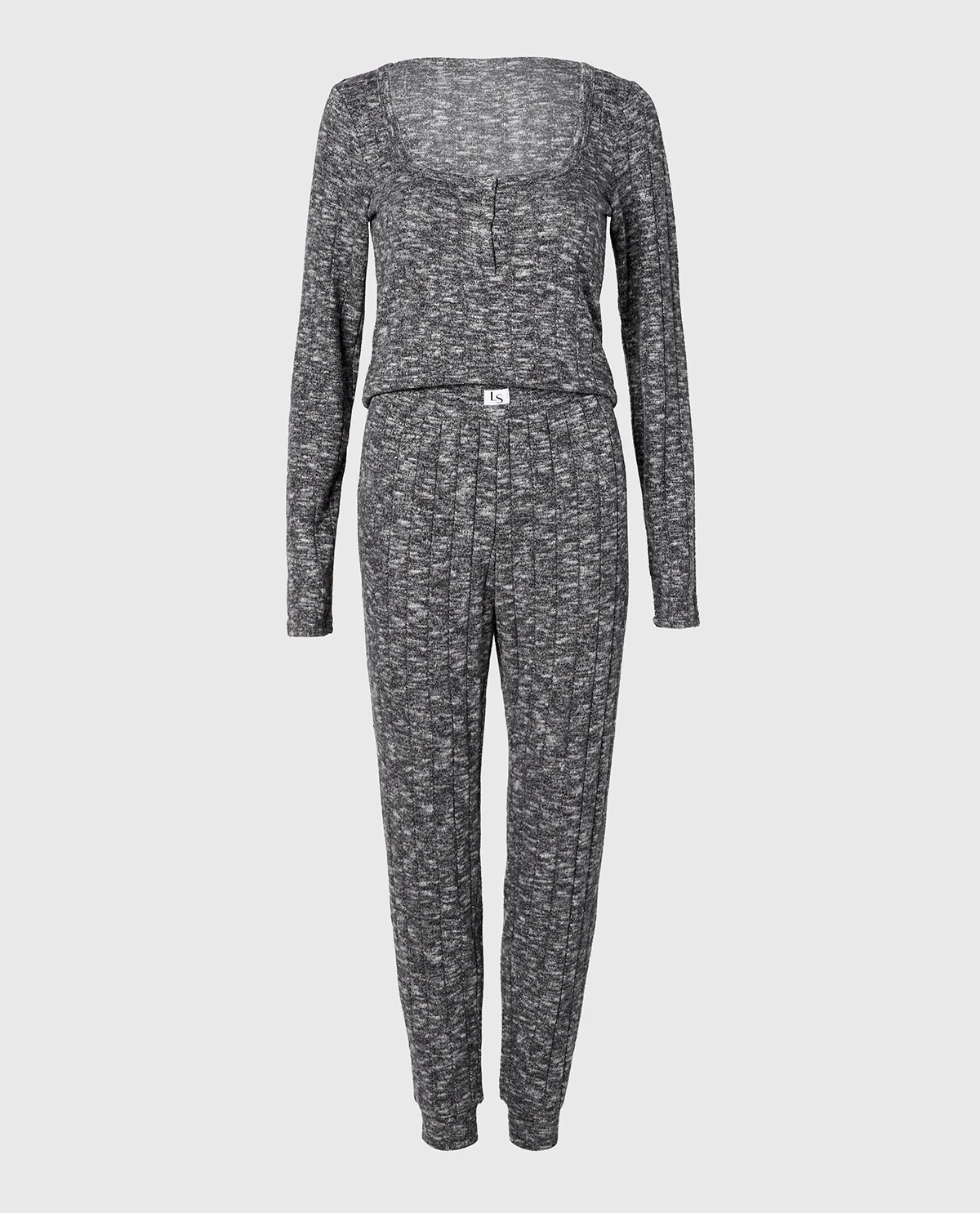 PJ Set with LS Logo Patch in Tuxedo Black - Image 6