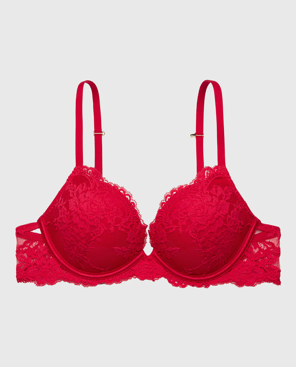 Plunge Opulent Lace Bra with Lace Cradle in Crimson - Image 5