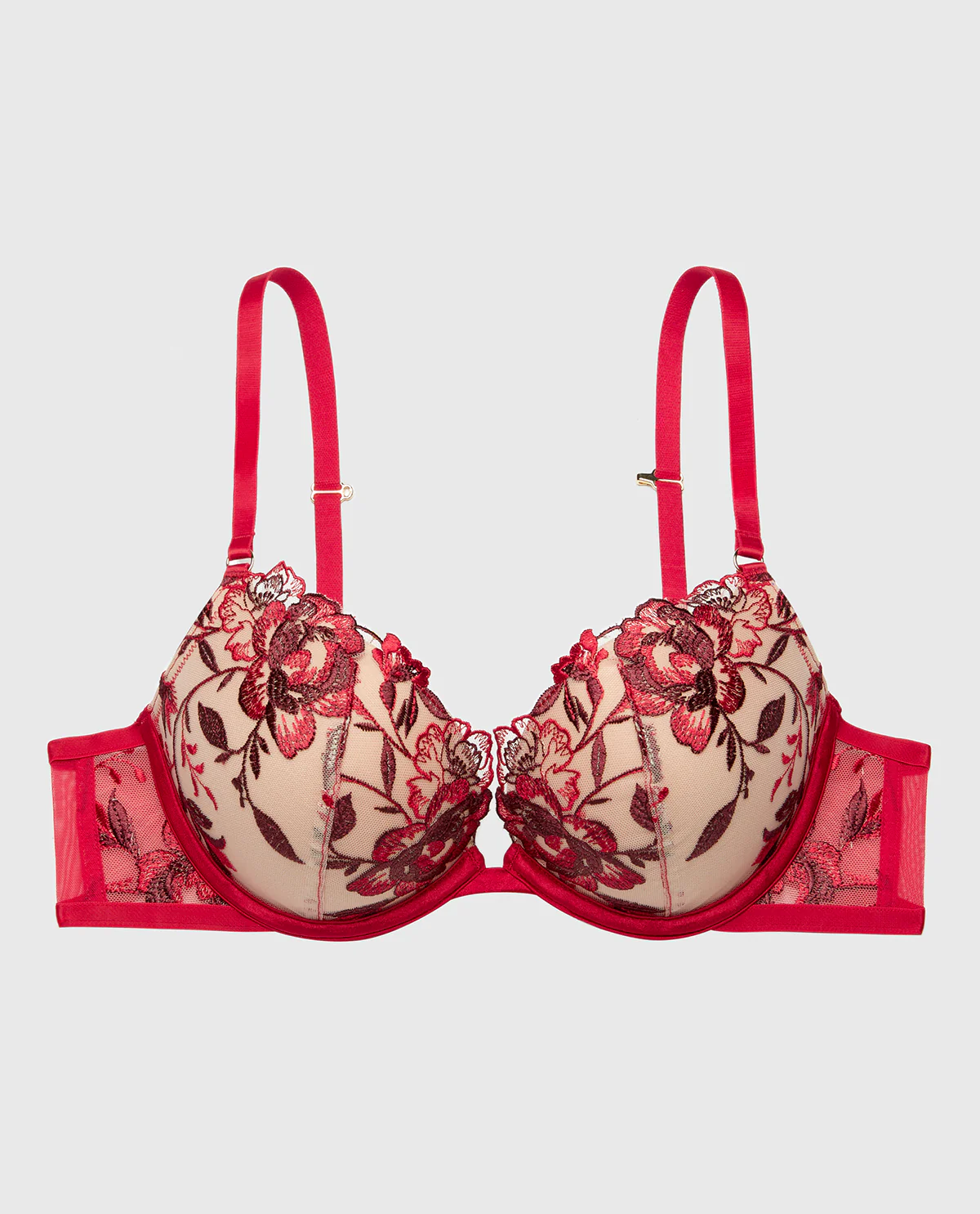 Plunge Push Up Bra in Evening Blush with Crimson and Russian Ruby - Image 5