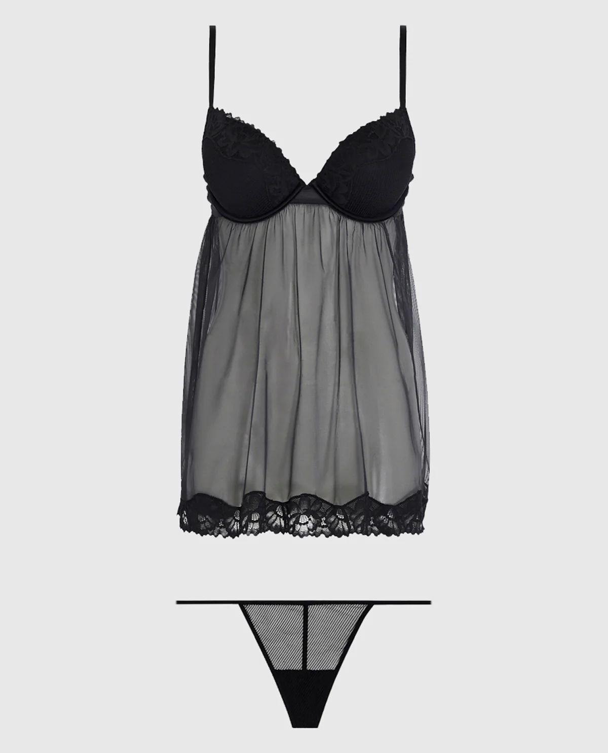 Push Up Babydoll with Lace Trim - Image 3
