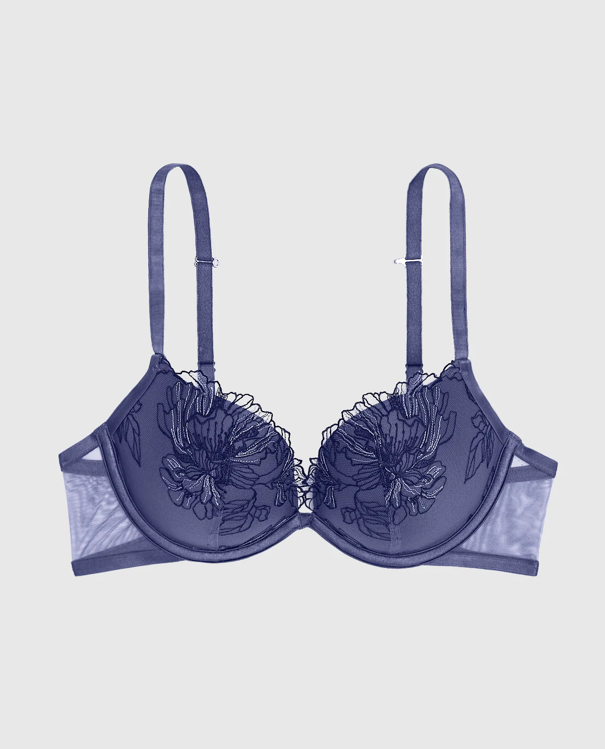 Push Up Bra with Lace in Dusk Blue - Image 5