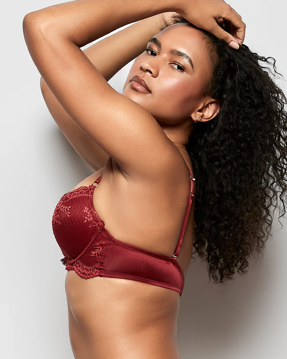 Push Up Bra with Lace Overlay in Opulent Red - Image 2