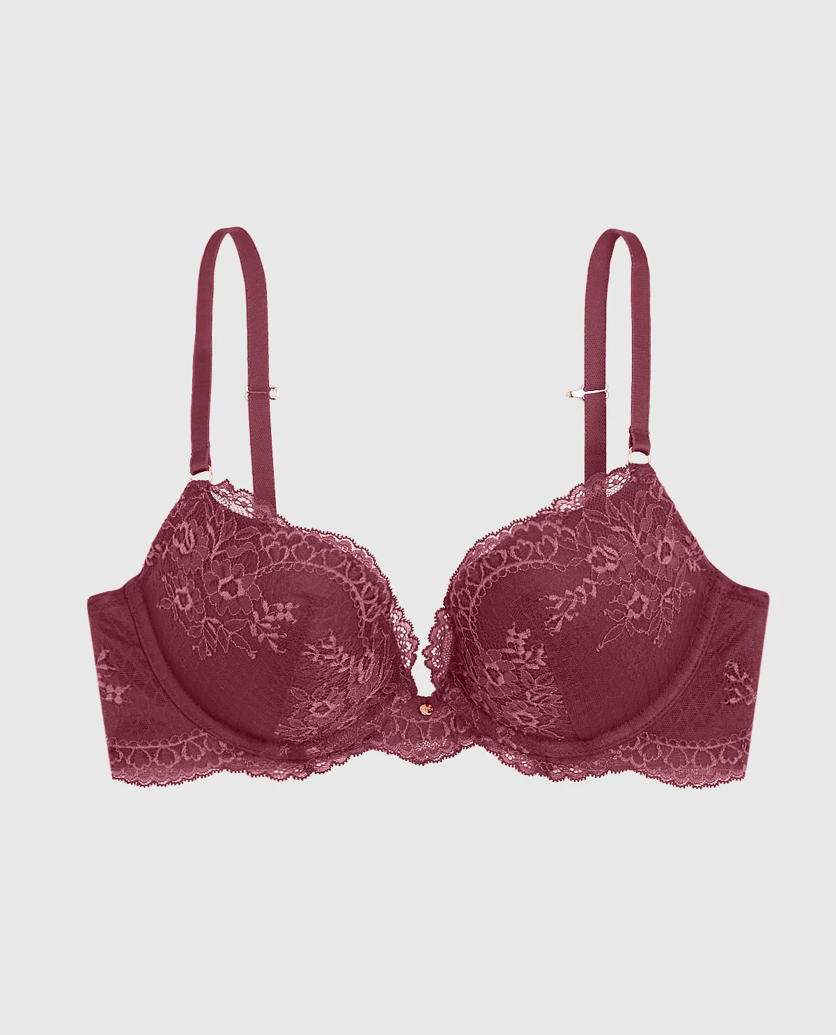 Push Up Bra with Lace Overlay in Opulent Red - Image 5