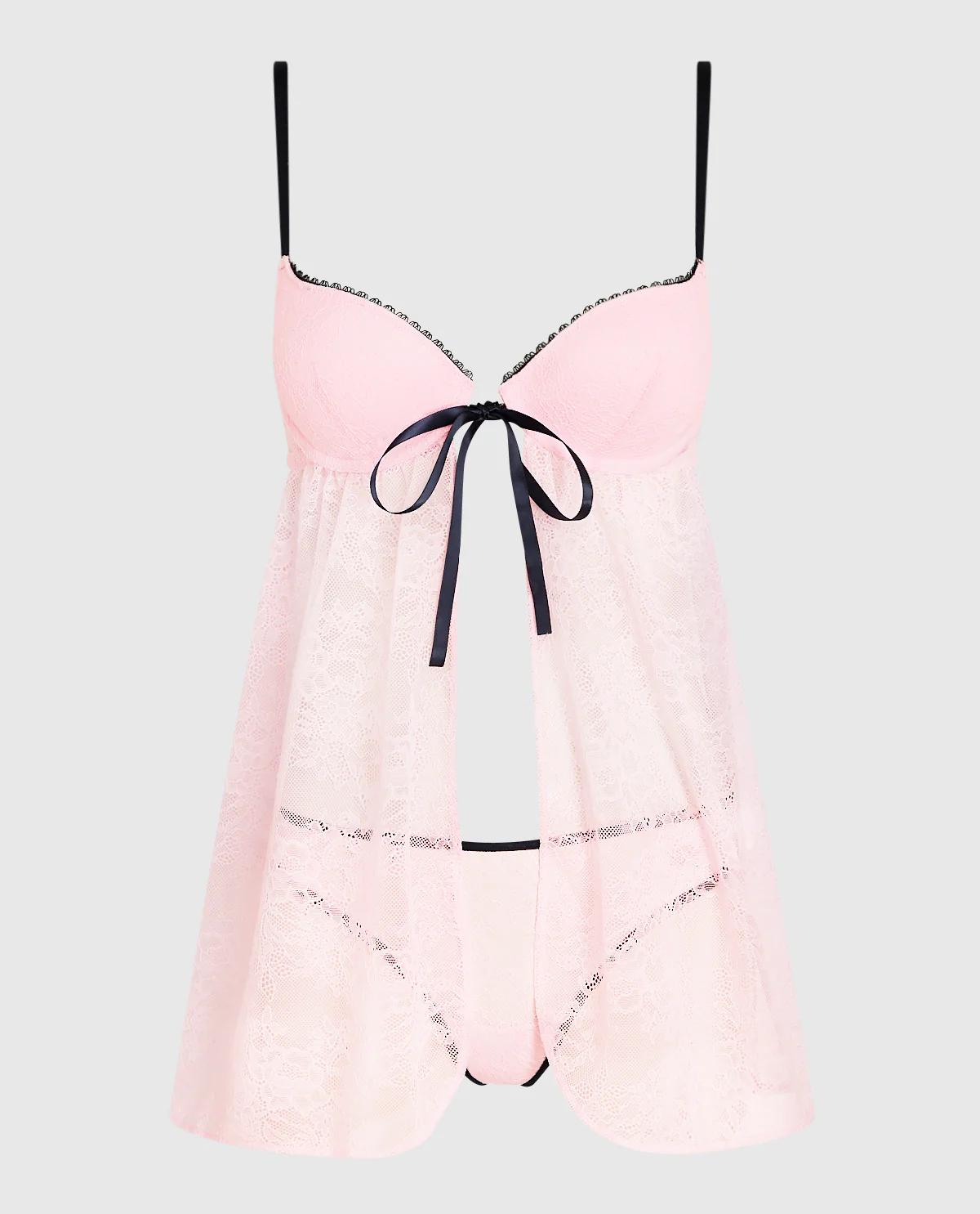 Push Up Lace Babydoll in Pink-A-Boo - Image 4