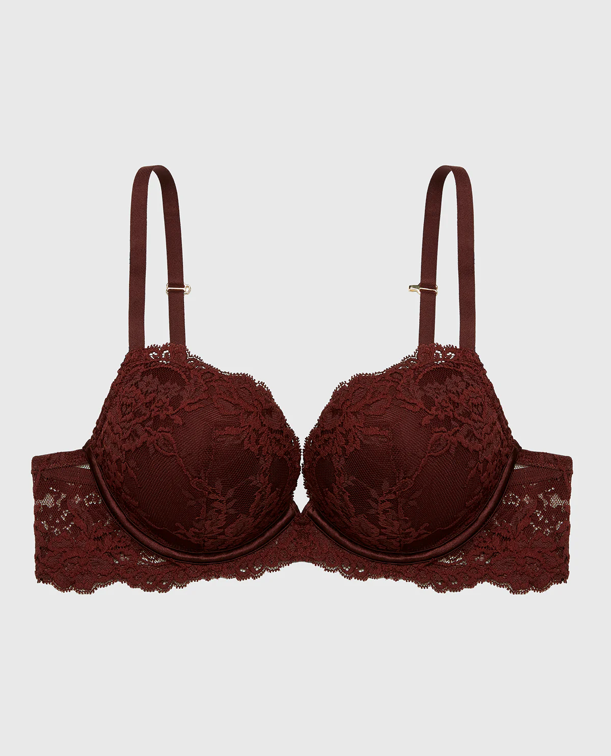 Push up Opulent Lace bra with lace cradle in Bitter Chocolate - Image 5