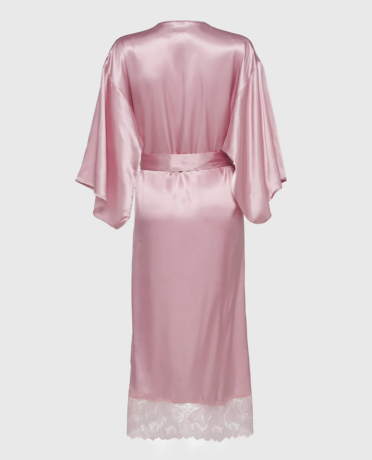 Satin Mid Length Robe with Lace in Iced Lilac - Image 5