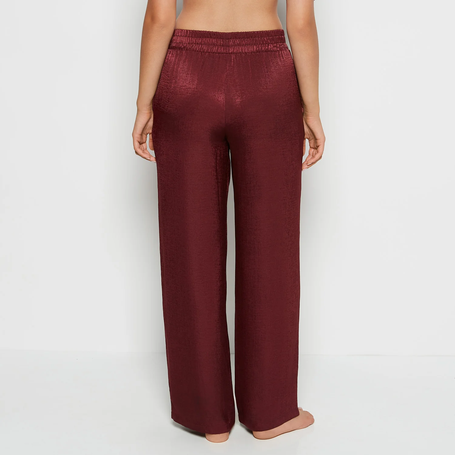 Satin Sleep Pant with button Front in Russian Ruby - Image 3