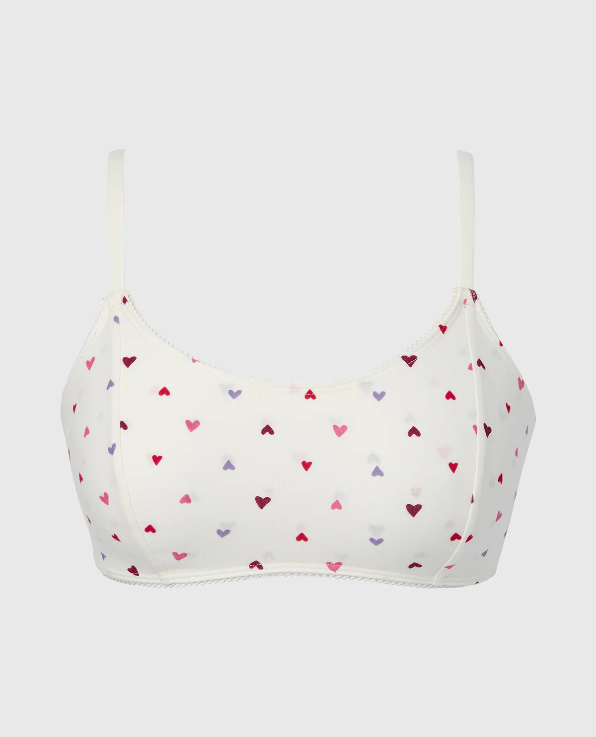 Scoop Neck Cotton Bralette With Picot Trim in Tossed Heart - Image 4