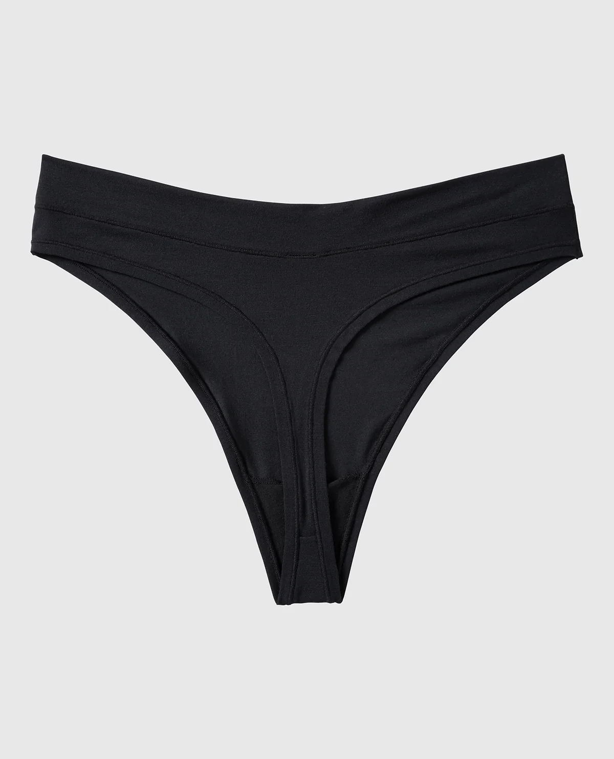 Smooth Comfort High Leg Thong Panty in Tuxedo Black - Image 5