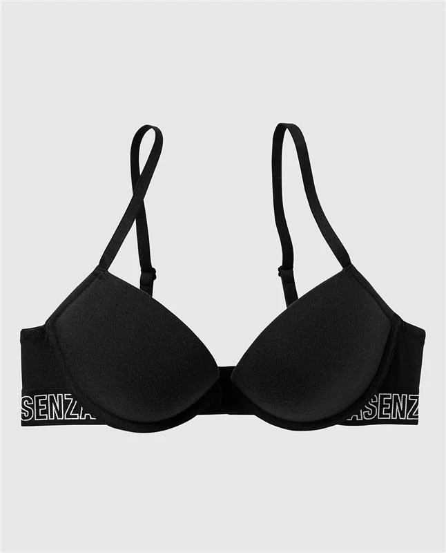 Smooth Cotton Push Up Bra in Tuxedo Black