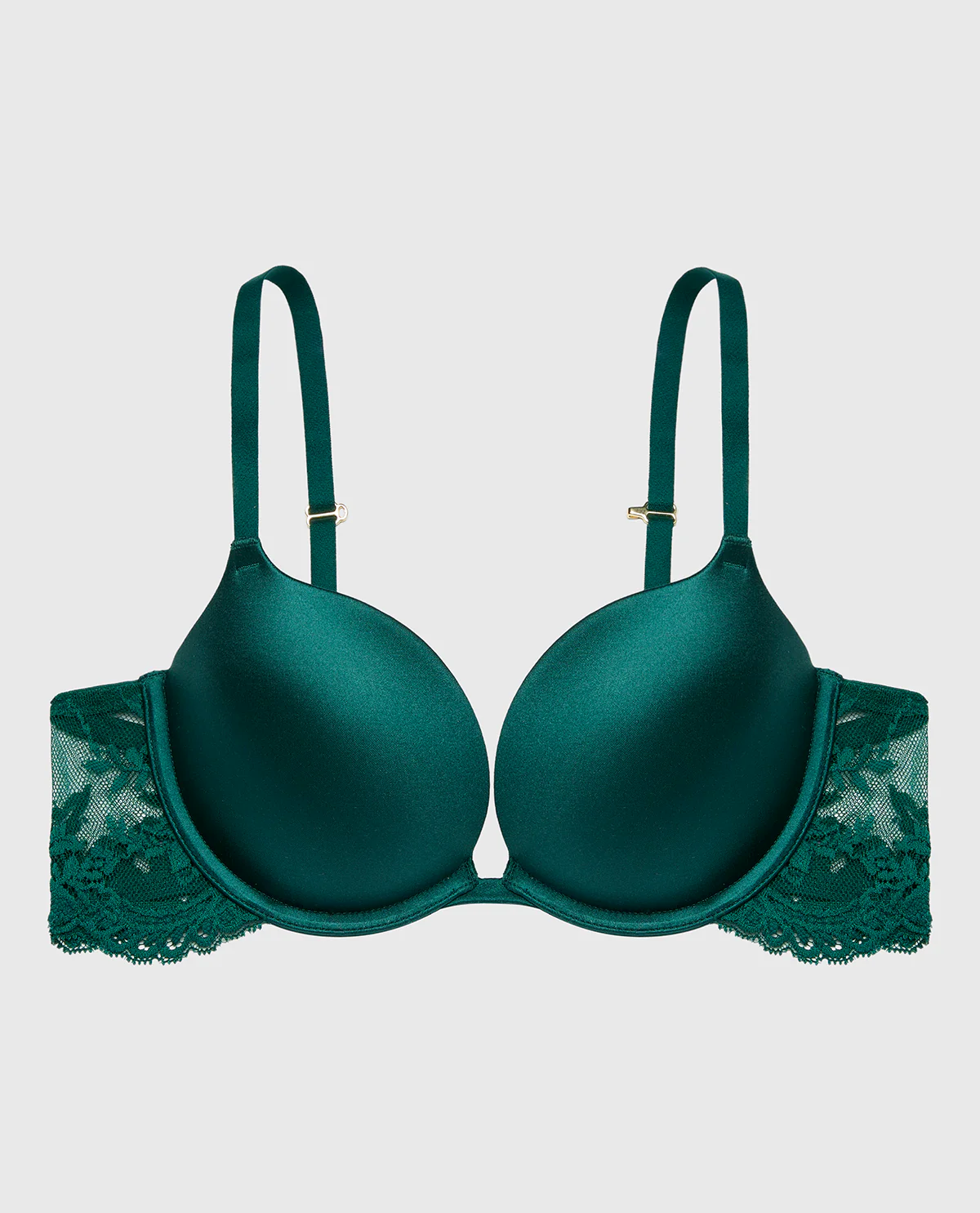 Smooth Cup Push Up Bra with Lace Wing in Emerald Green - Image 5