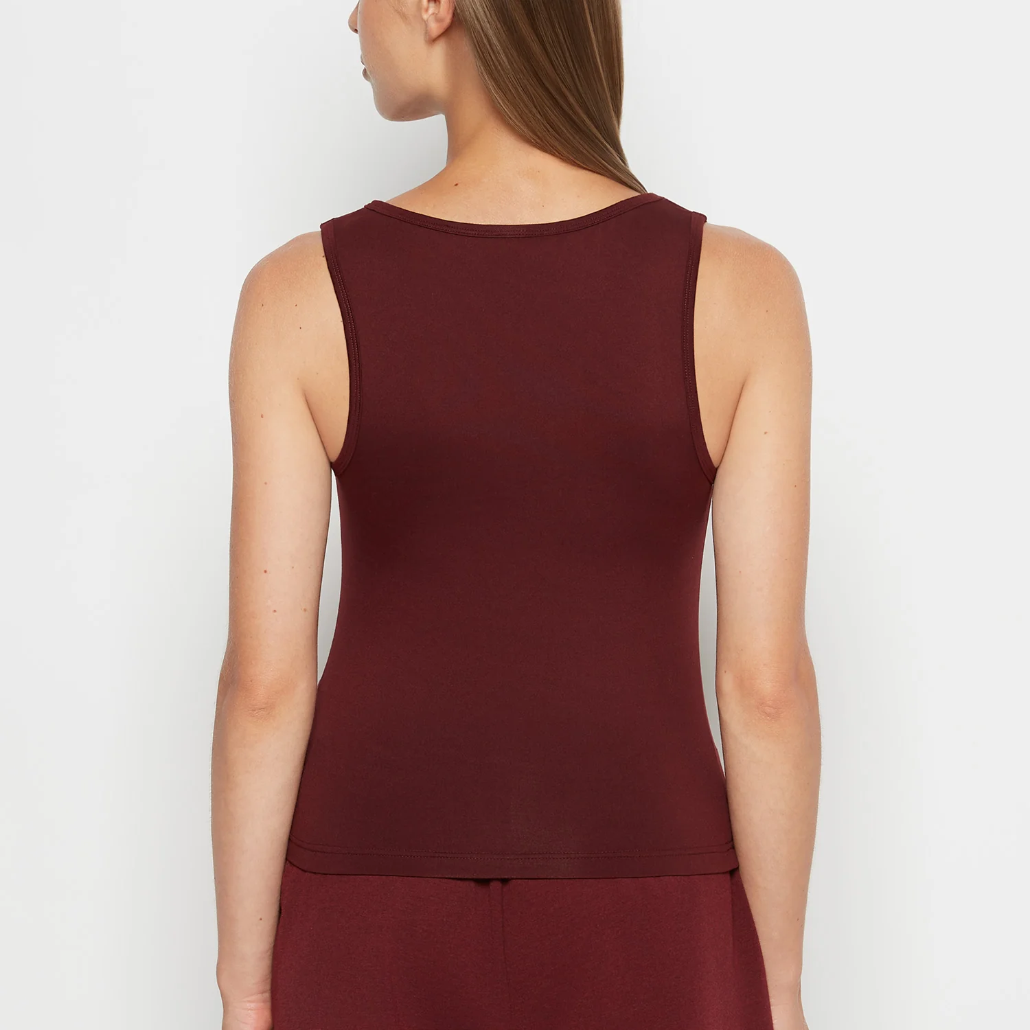 Square Neck Sleep Tank in Russian Ruby - Image 3