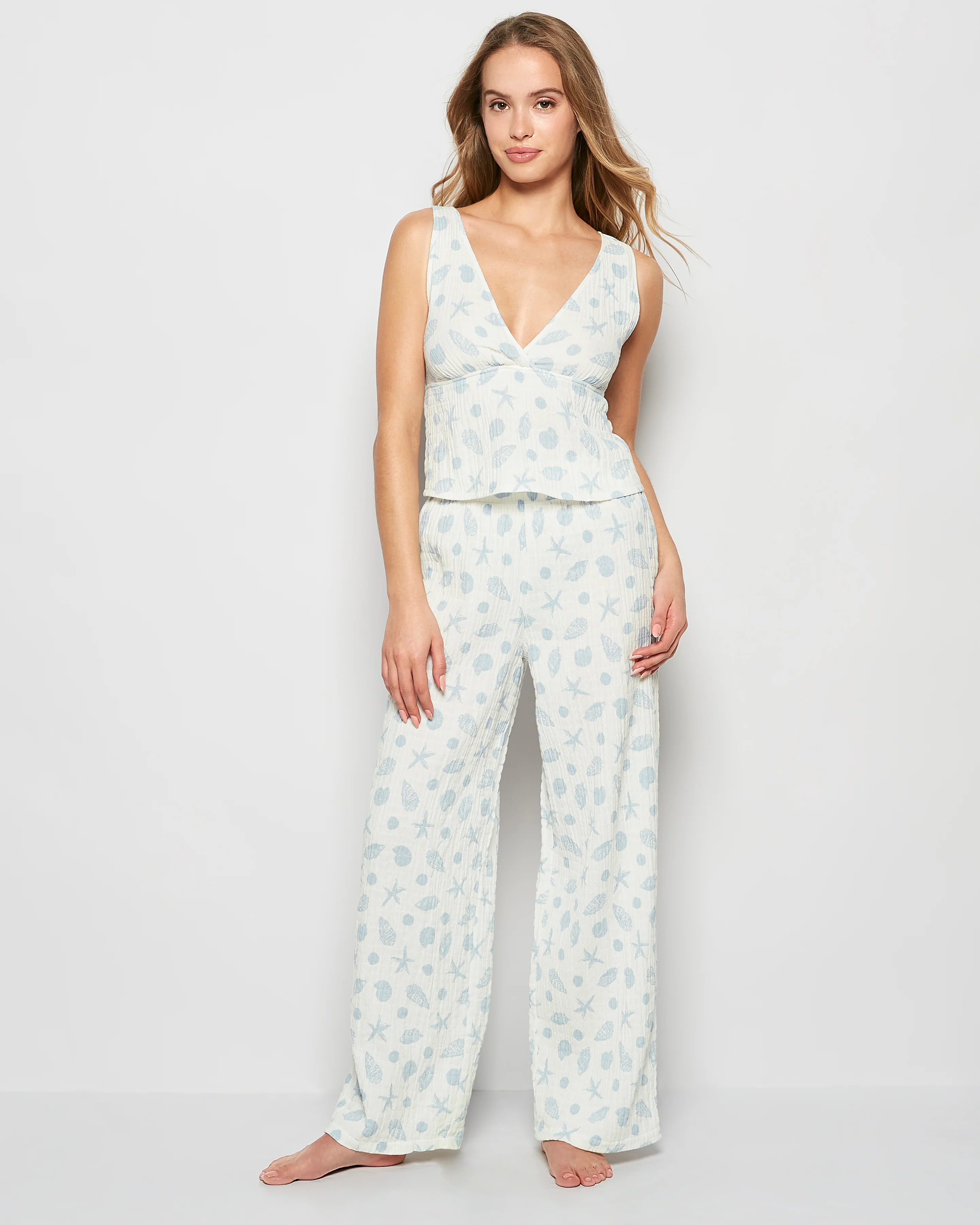 Textured Pajama Tank in She Sells Sea Shells - Image 6