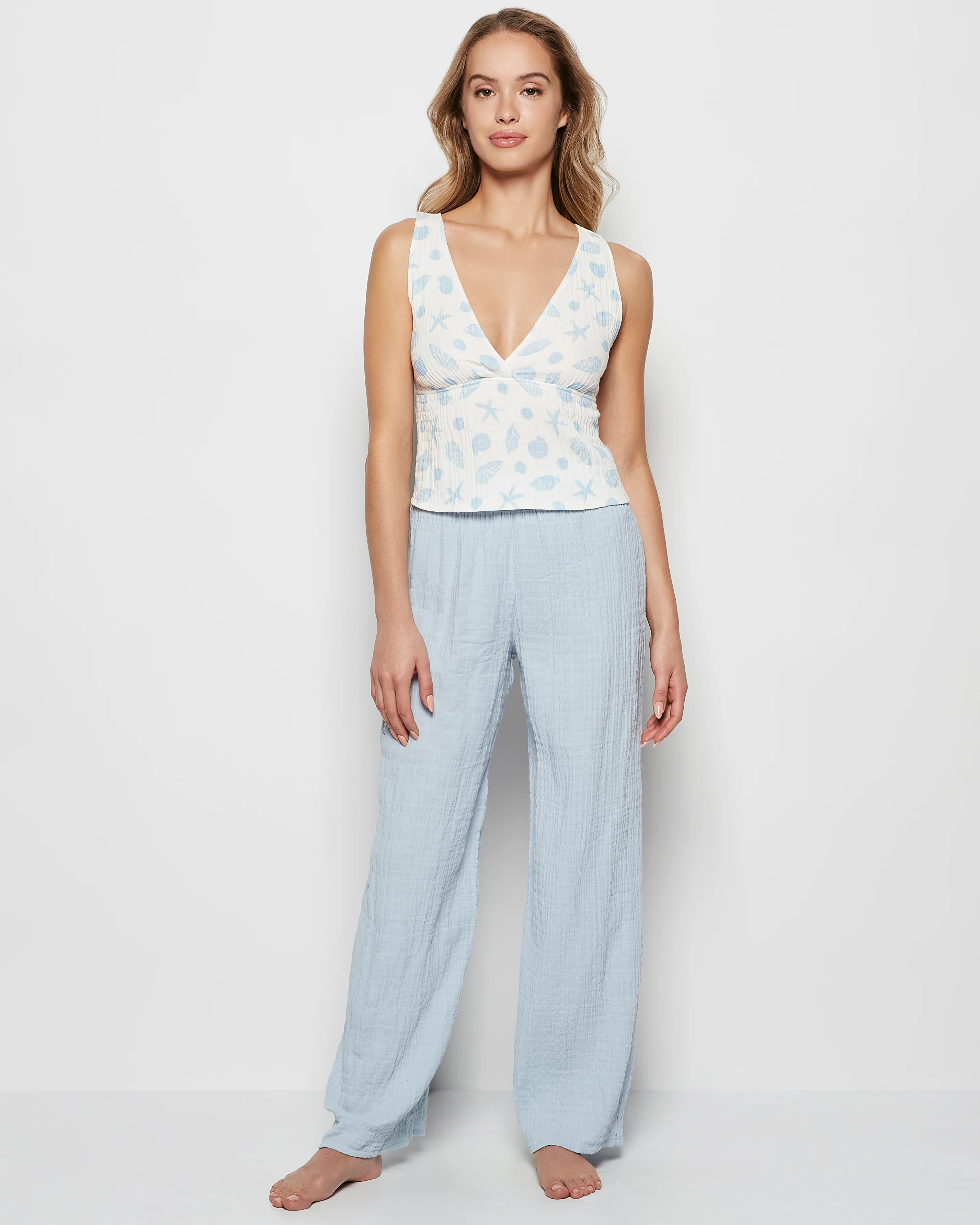 Textured Pajama Tank in She Sells Sea Shells - Image 8