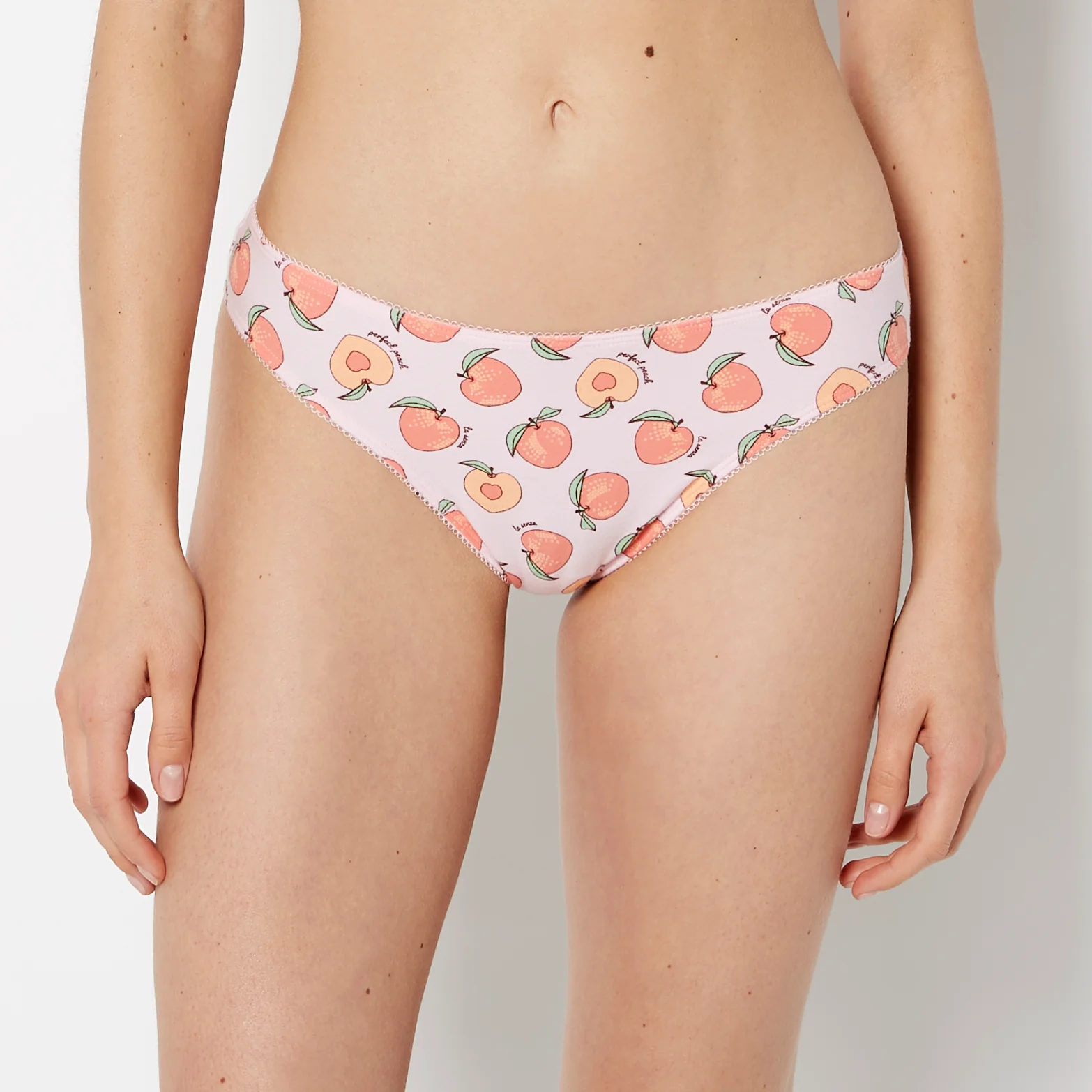 Thong Cotton Panty and Picot Trim in Perfect Peach
