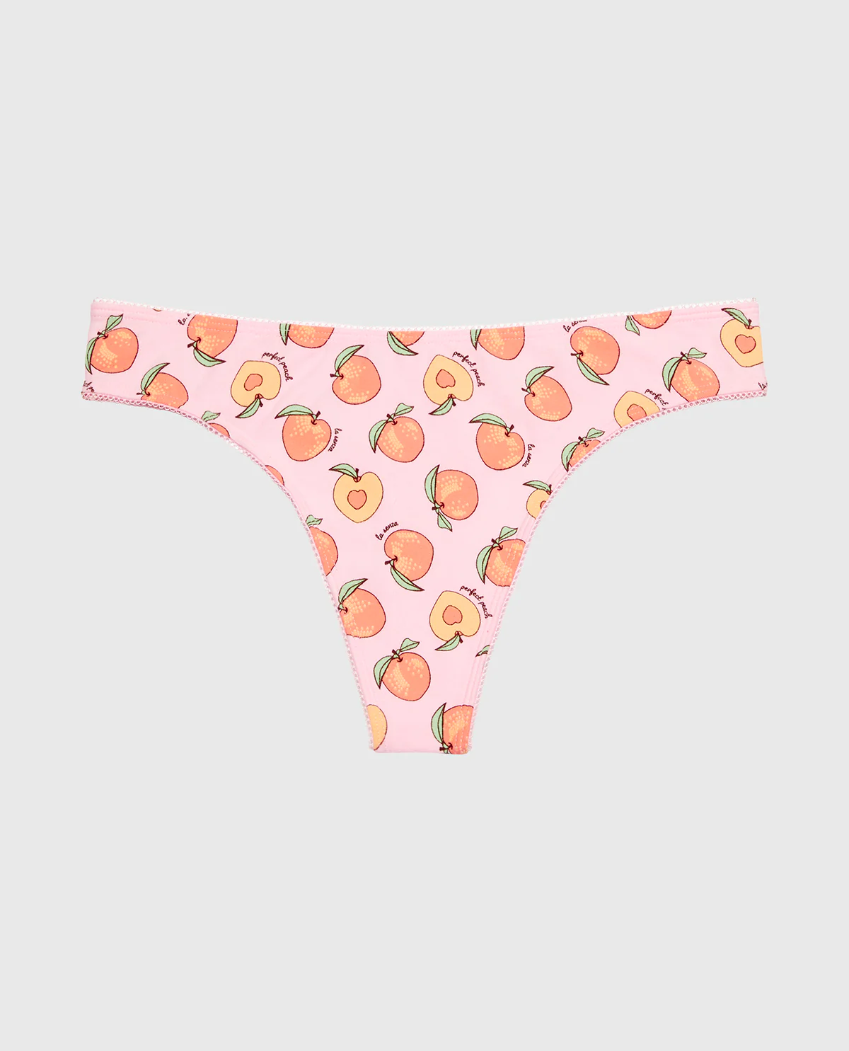 Thong Cotton Panty and Picot Trim in Perfect Peach - Image 4