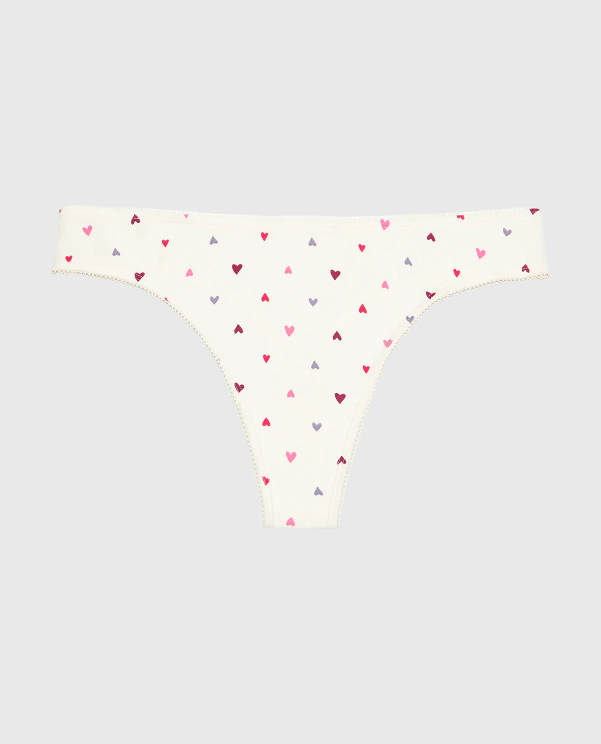 Thong Cotton Panty and Picot Trim in Tossed Heart - Image 4