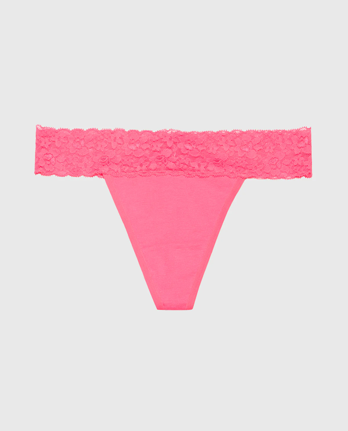Thong Cotton Panty With Lace Trim in Hot Pink - Image 4