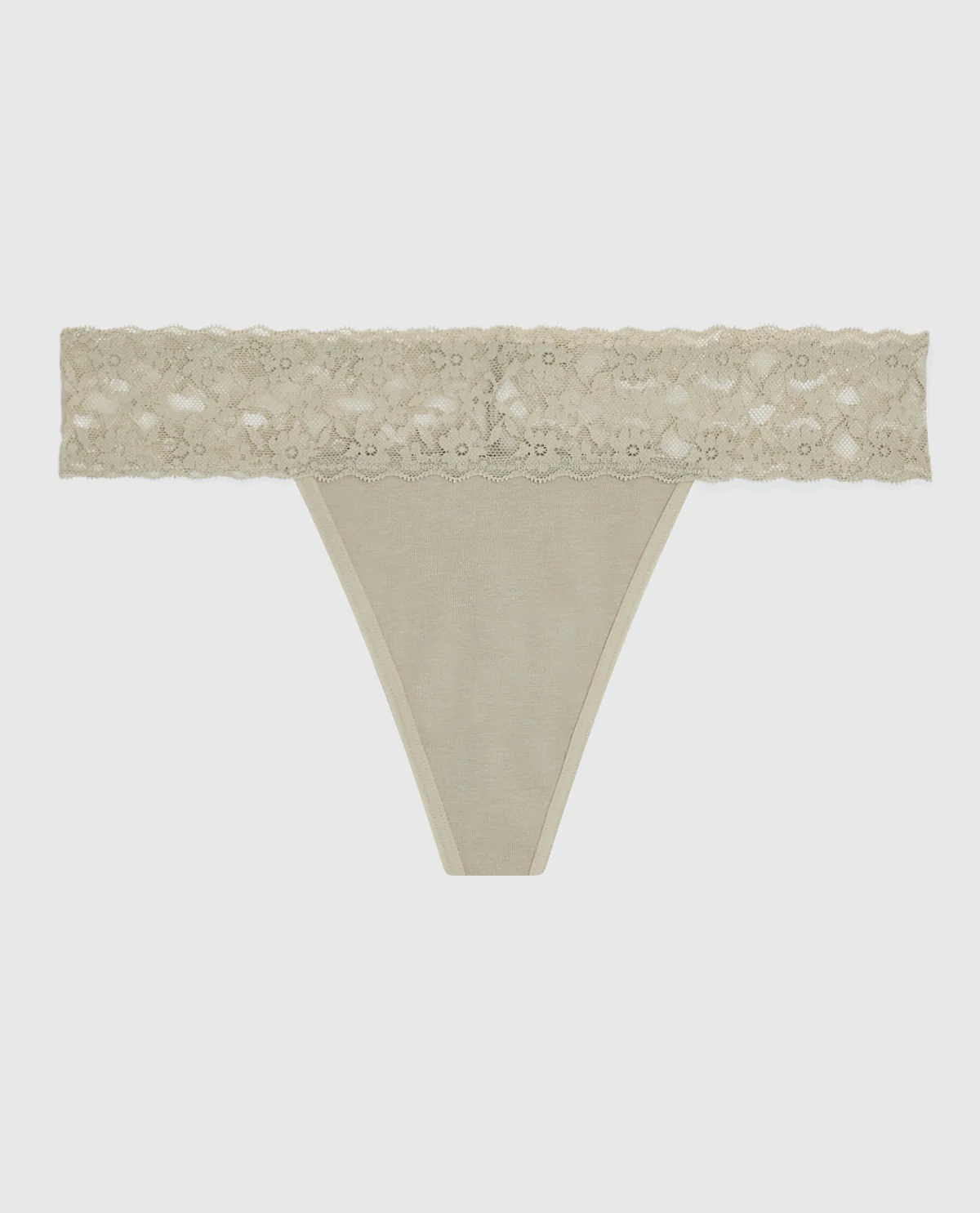 Thong Panty with Lace in Stone Grey - Image 4
