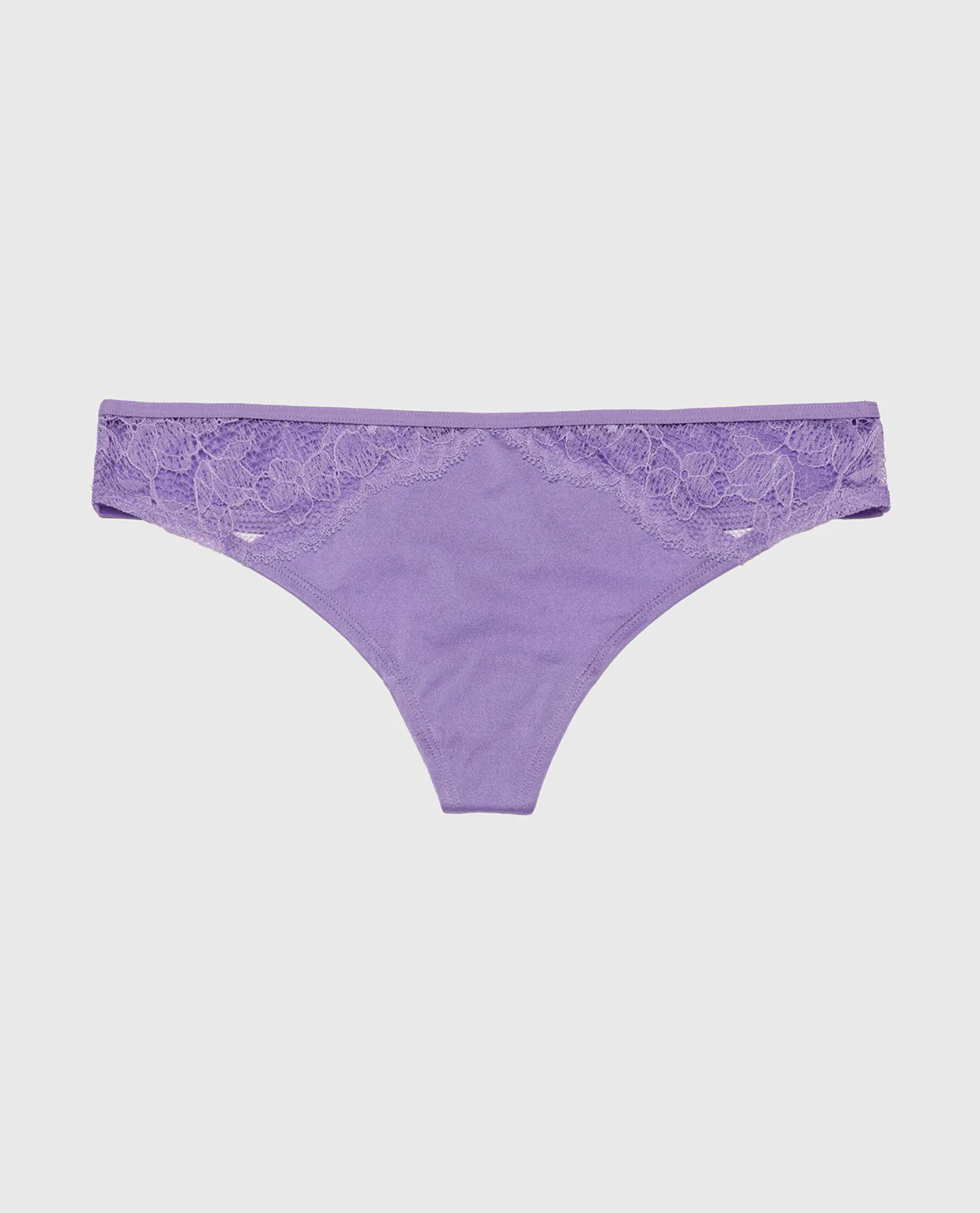 Thong Panty with Lace Micro Trim in Paisley Purple - Image 4