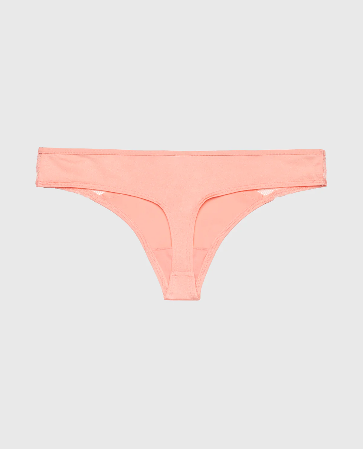 Thong Panty with Lace Micro Trim in Peach Fizz - Image 5