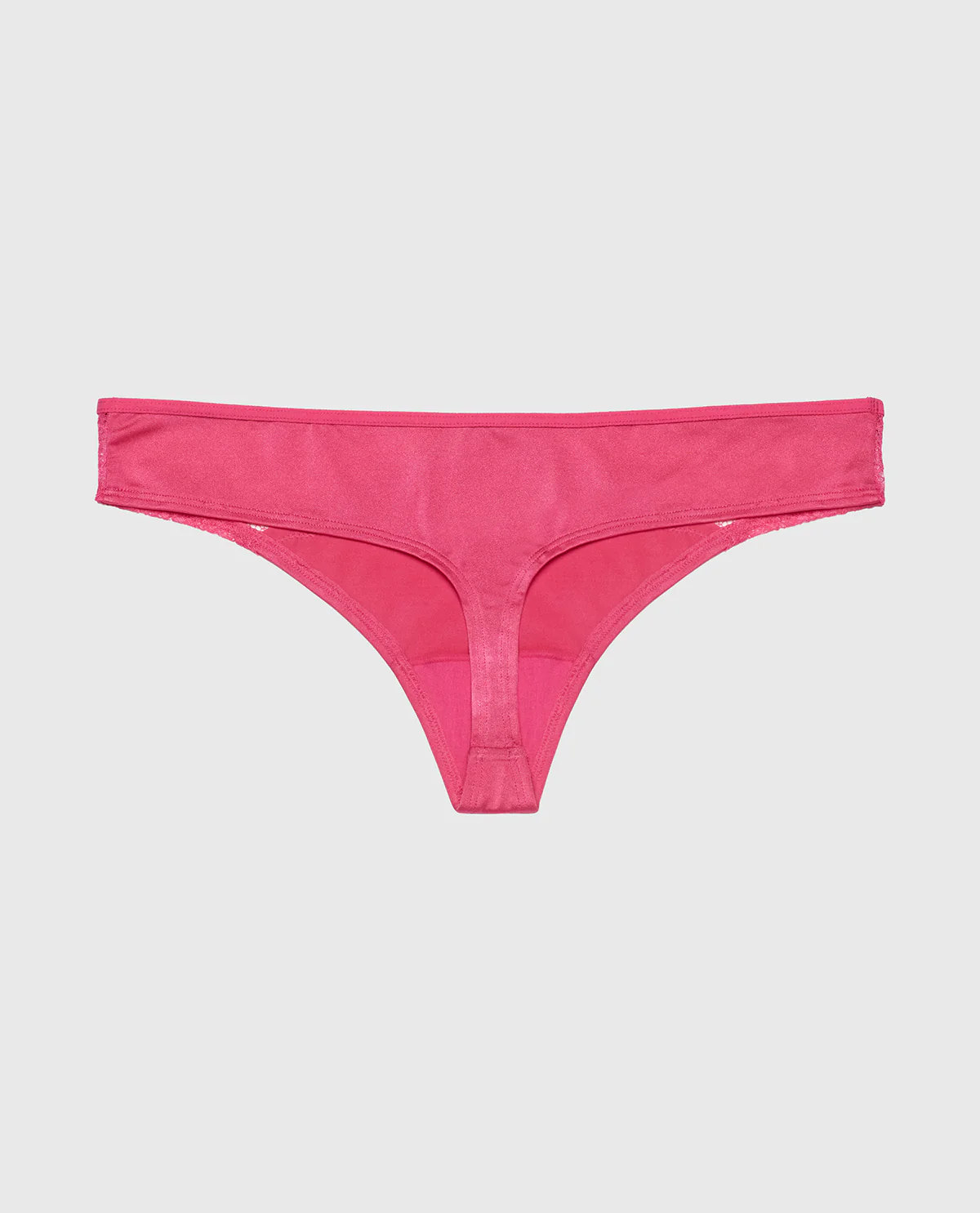 Thong Panty with Lace Micro Trim in Raspberry Rose - Image 5