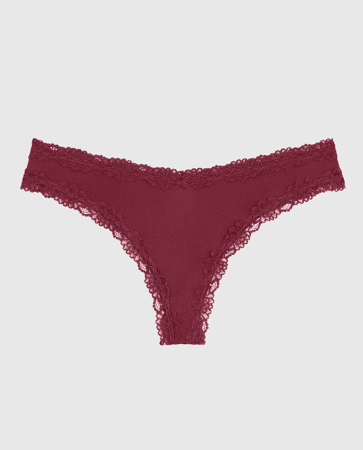 Thong Panty with Lace Trim in Opulent Red - Image 4