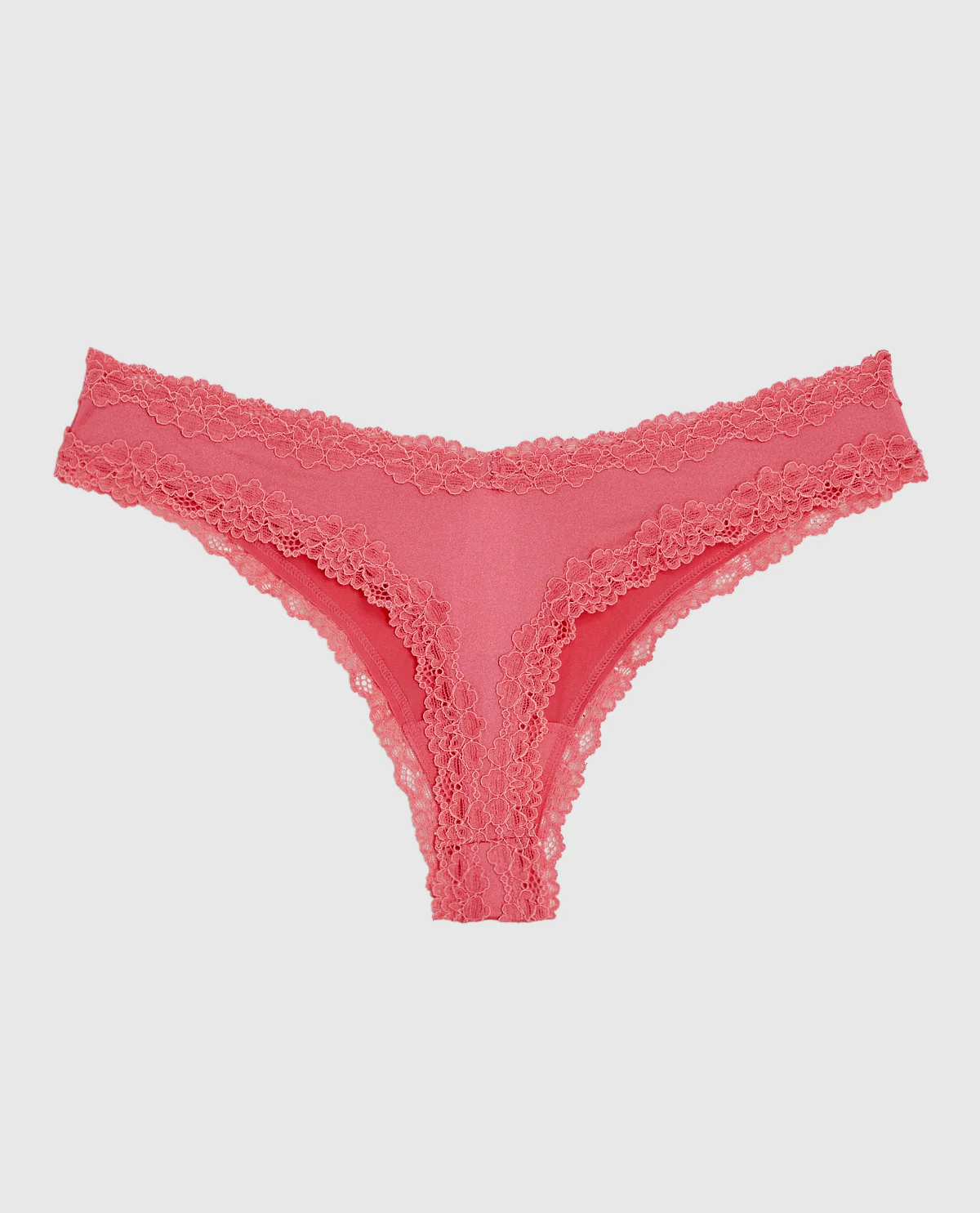 Thong Panty with Lace Trim in Romantic Pink - Image 5