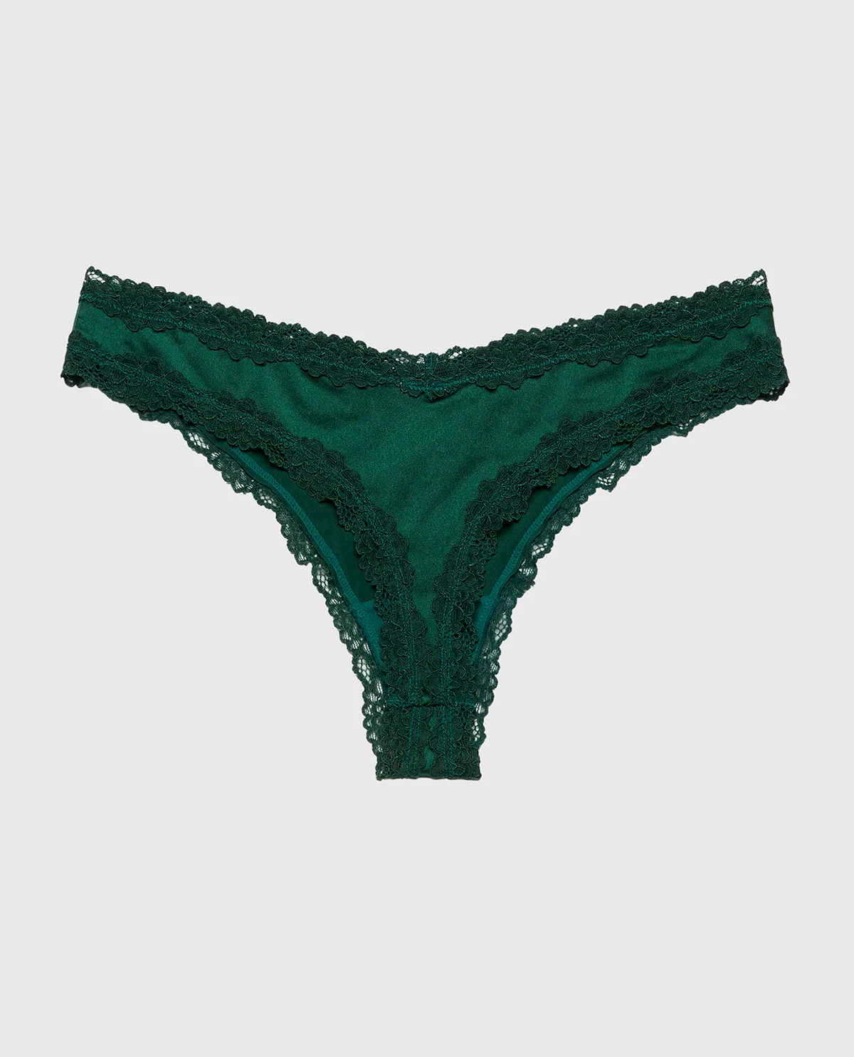 Thong Panty With Lace Trim in Emerald Green - Image 6