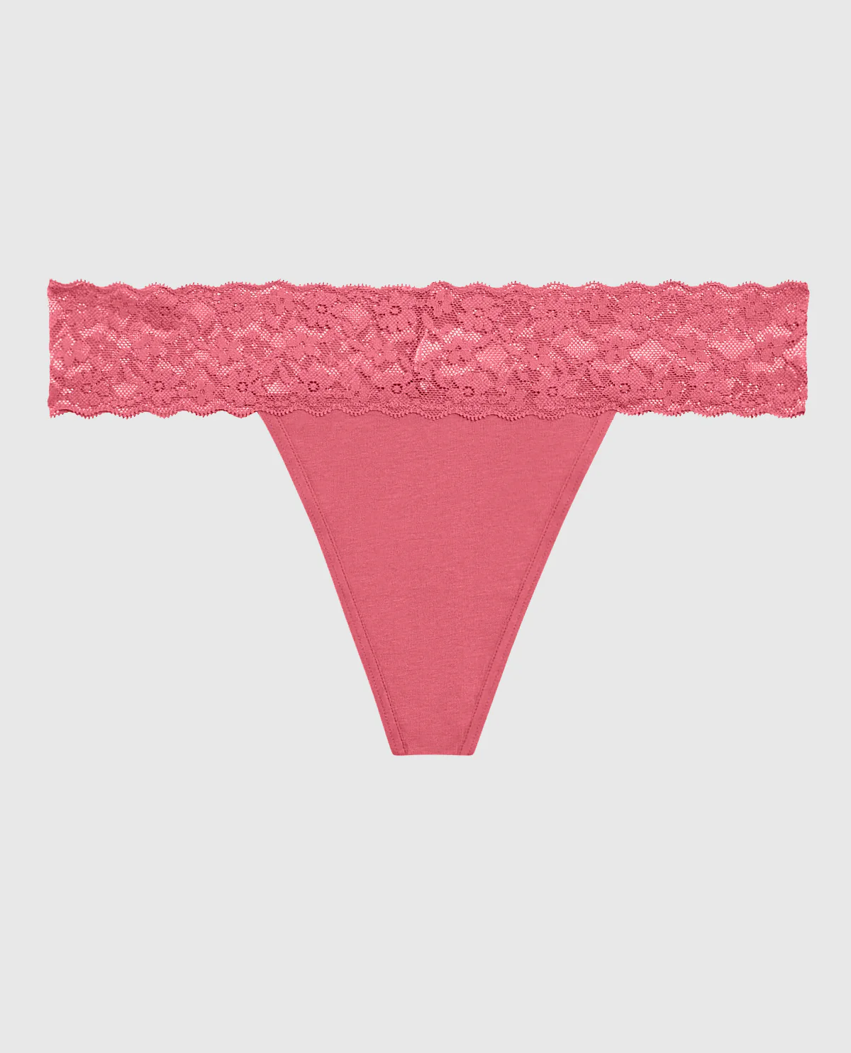 Thong Panty with Lace in Romantic Pink - Image 4