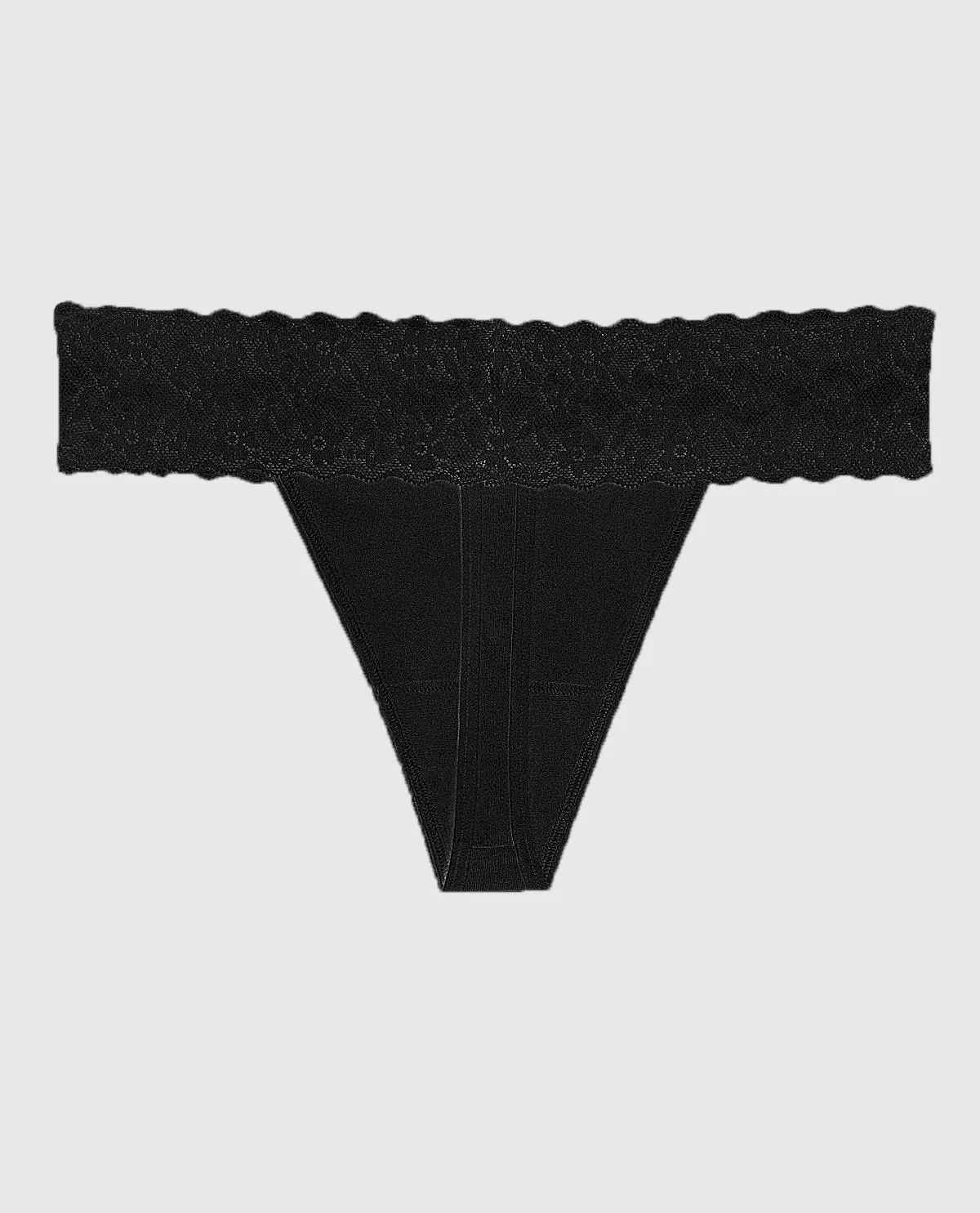 Thong Panty With Lace Trim in Tuxedo Black - Image 5