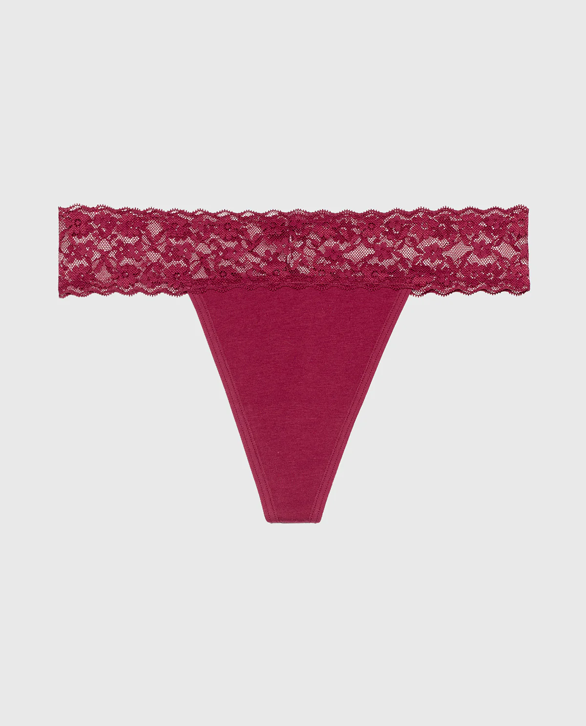 Thong Panty With Lace Trim in Beaujolais - Image 4