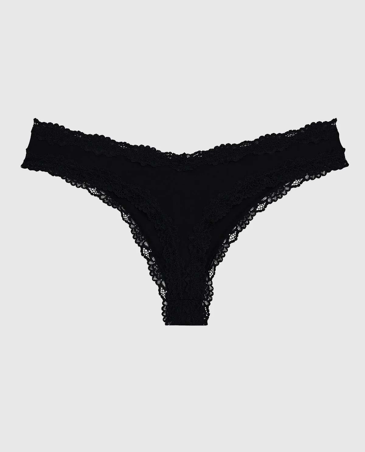 Thong Panty With Lace Trim in Smoulder Black - Image 2