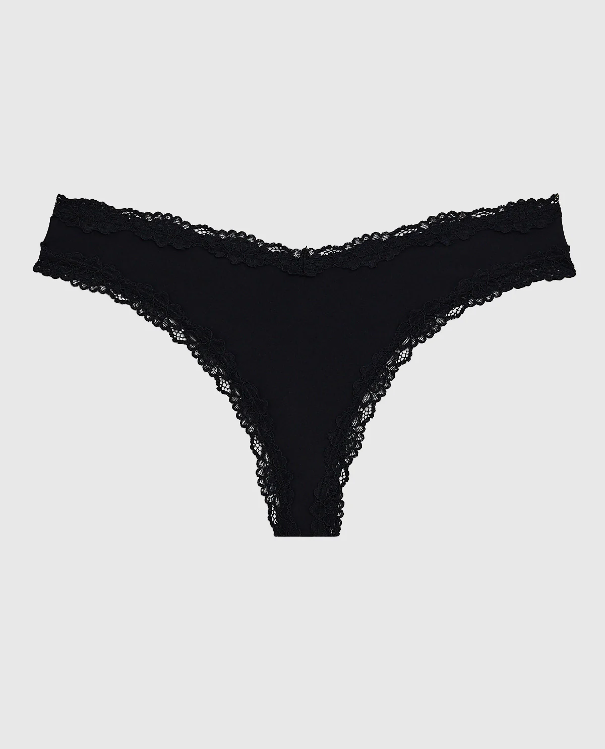 Thong Panty With Lace Trim in Tuxedo Black - Image 4