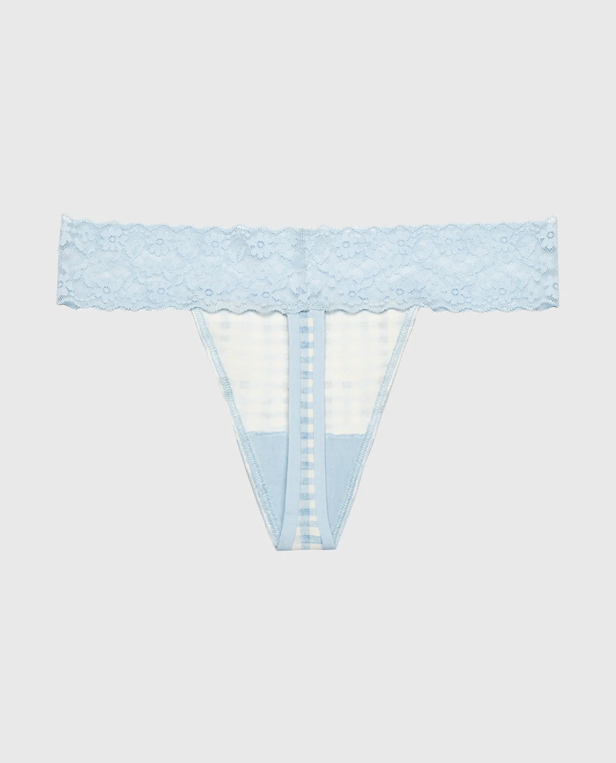 Thong Panty With Lace Trim  in Breezy Gingham - Image 5