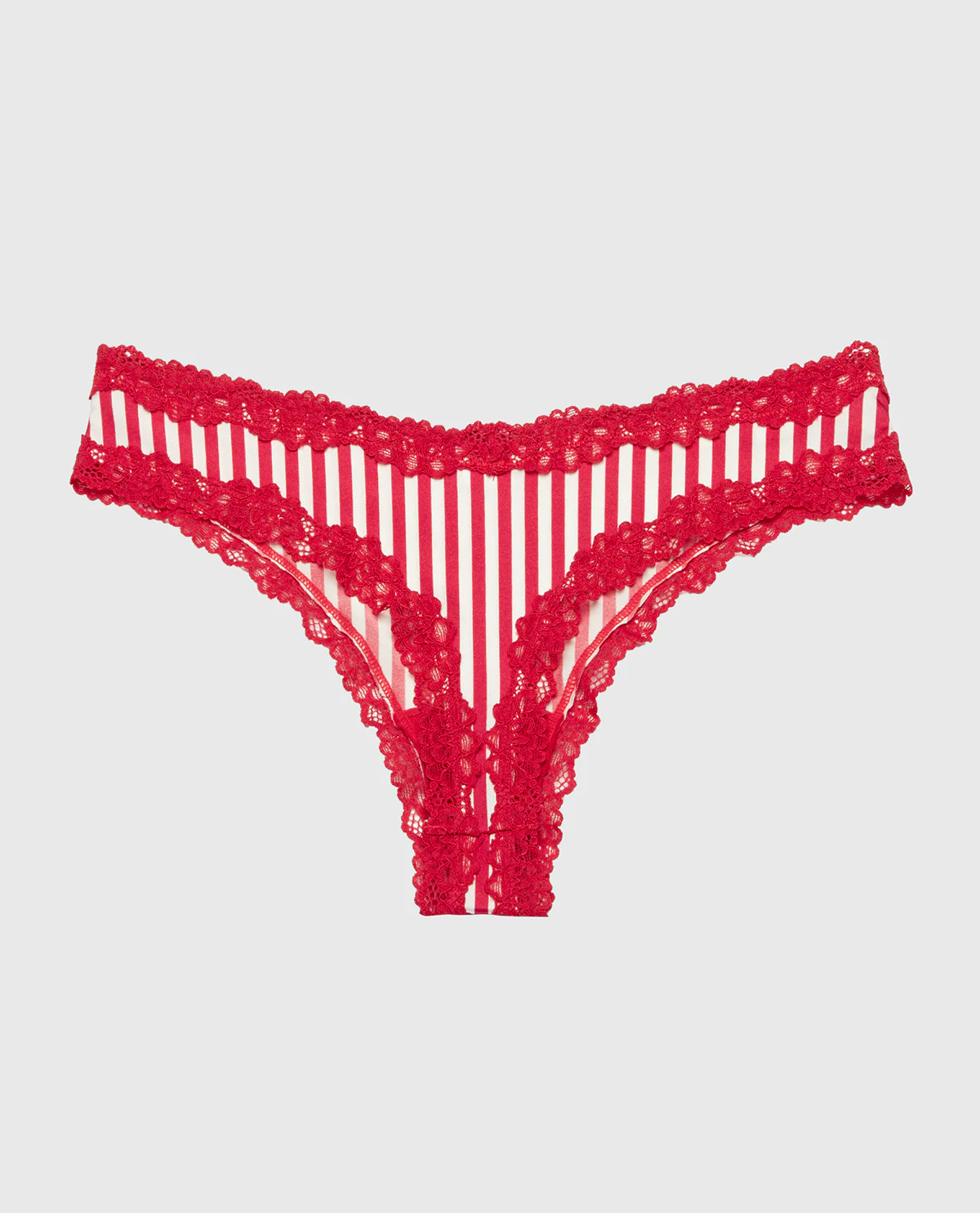 Thong Panty With Lace Trim in Candy Cane Stripe - Image 5