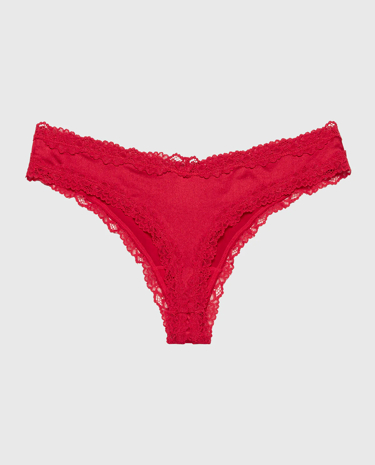 Thong Panty With Lace Trim in Crimson - Image 5
