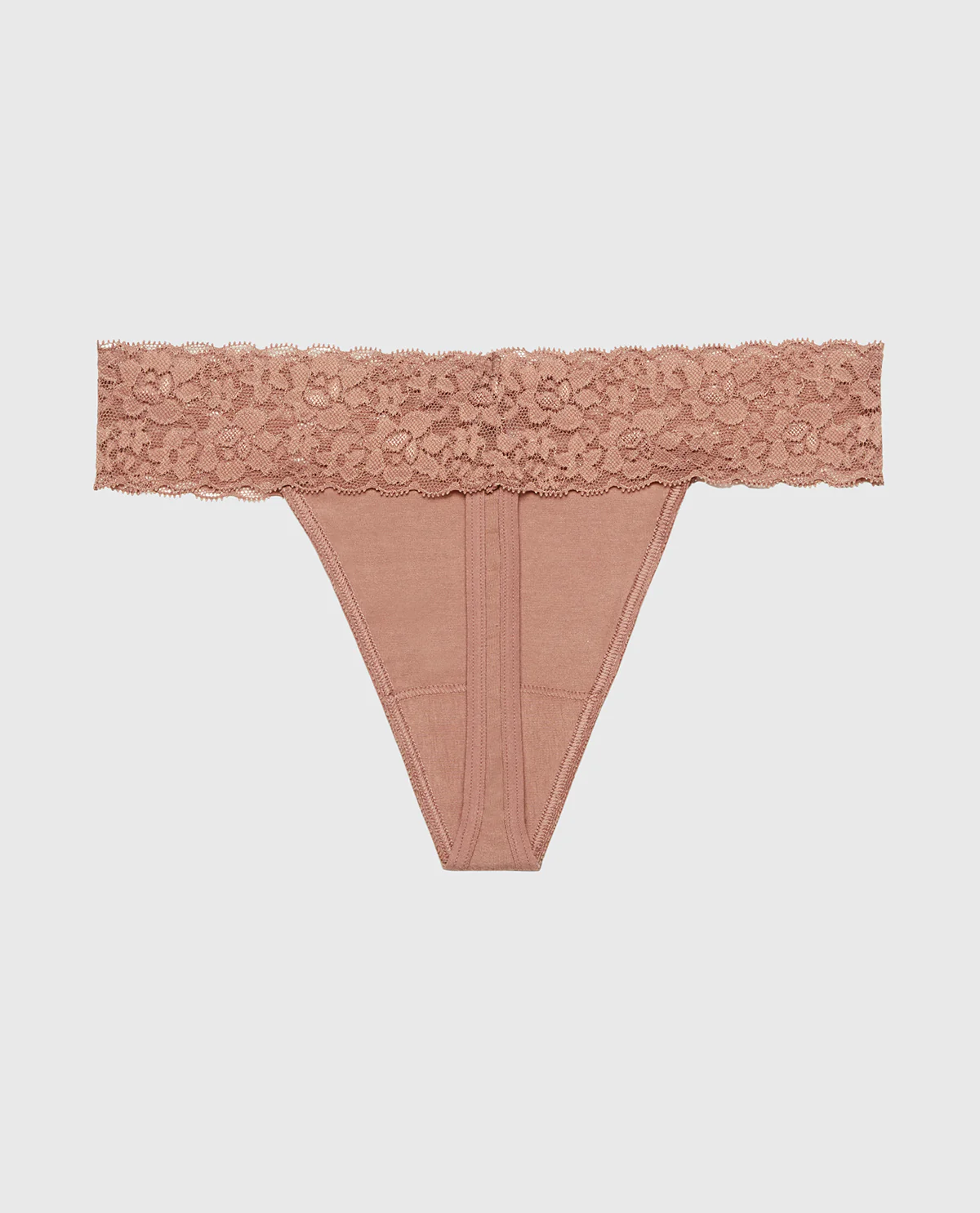 Thong Panty With Lace Trim in Deer - Image 5