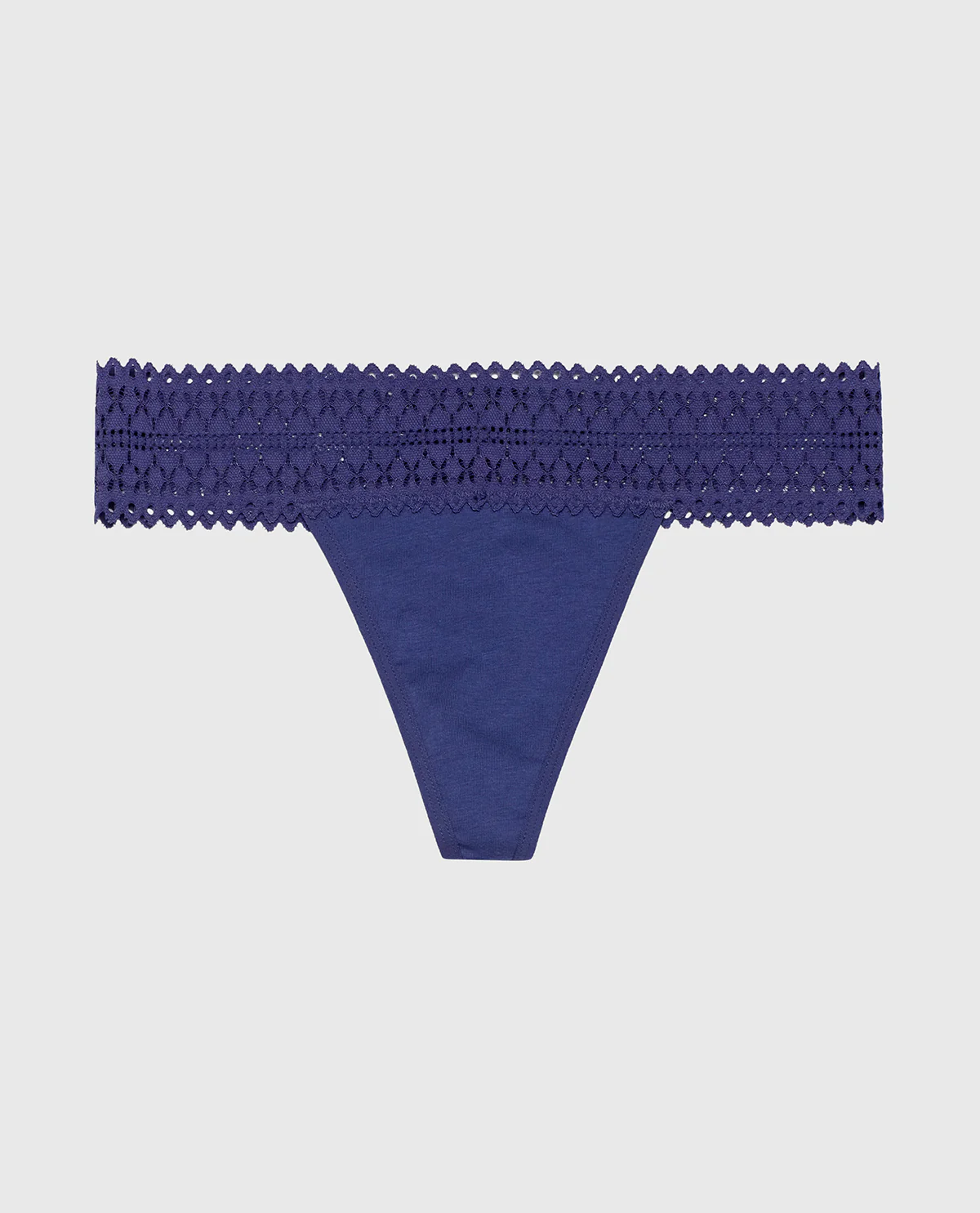 Thong Panty with Lace Trim in Dusk Blue - Image 4