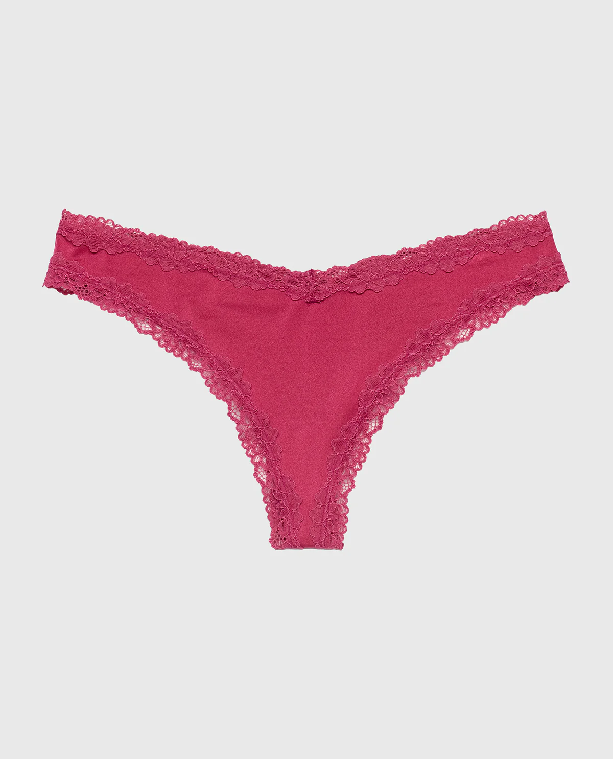 Thong Panty with Lace Trim in Electric Rouge - Image 4