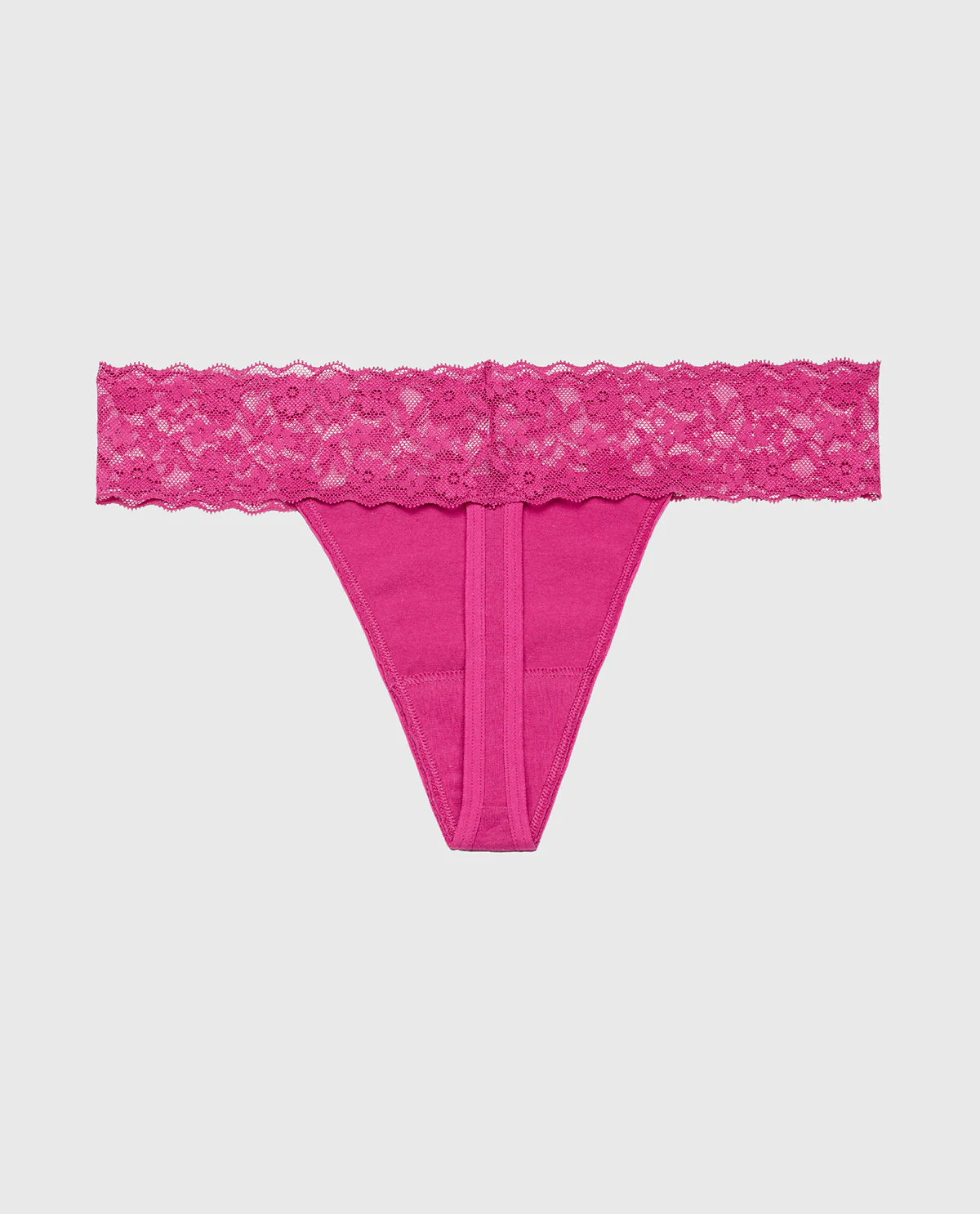 Thong Panty With Lace Trim in Fuchsia Red - Image 4